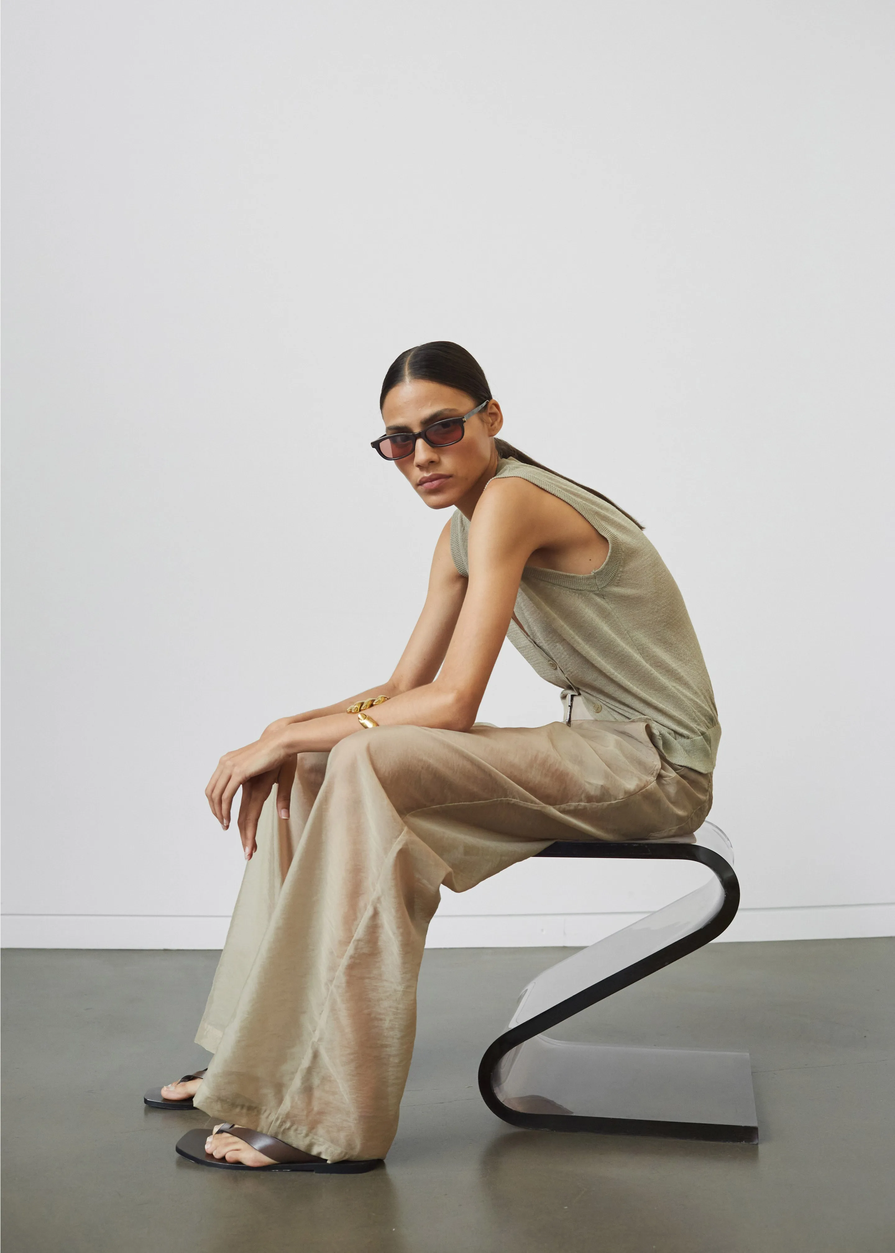 Abra Sheer Trousers - Beige sold by Frankie Shop product image thumbnail 4