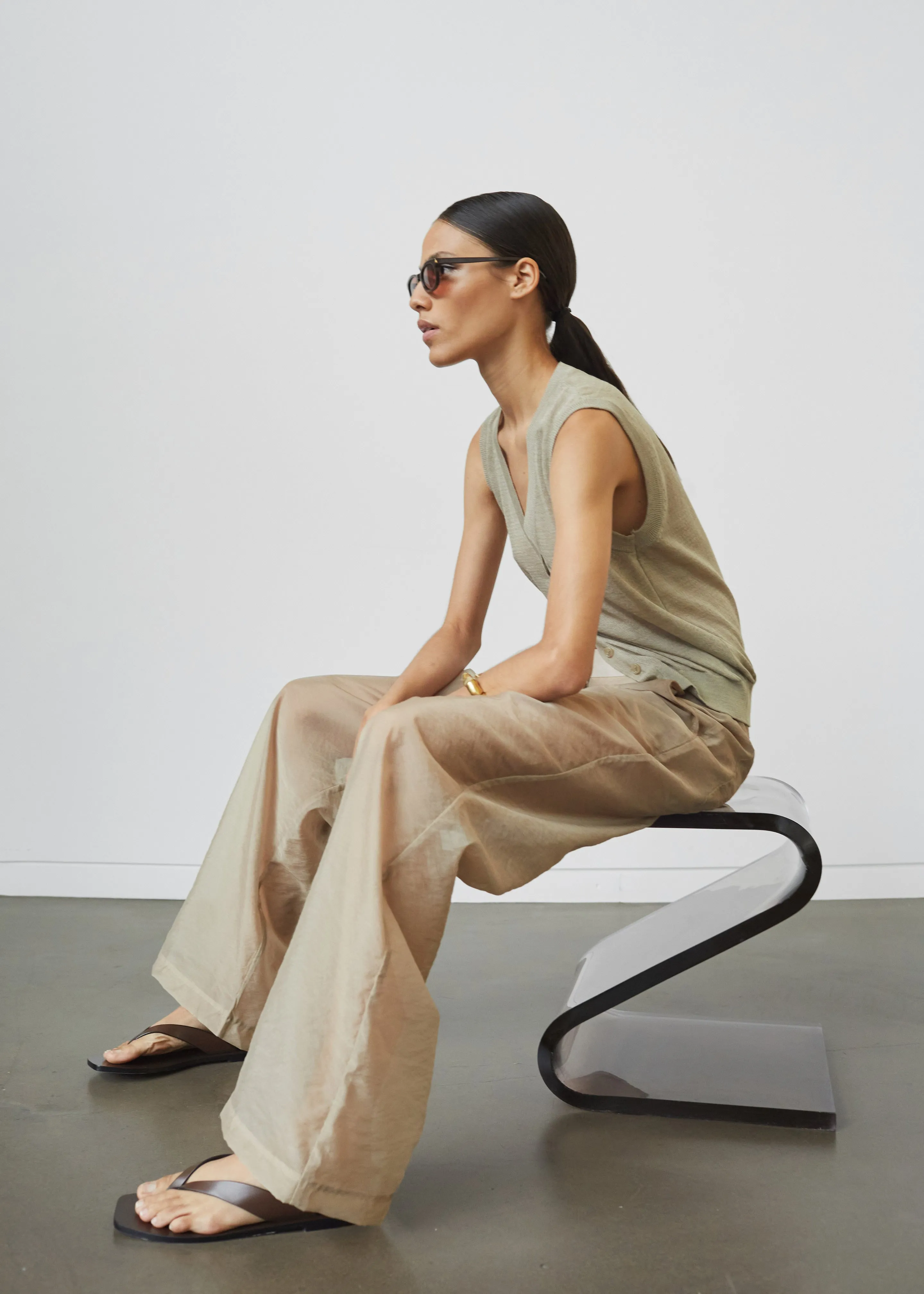Abra Sheer Trousers - Beige sold by Frankie Shop product image thumbnail 2