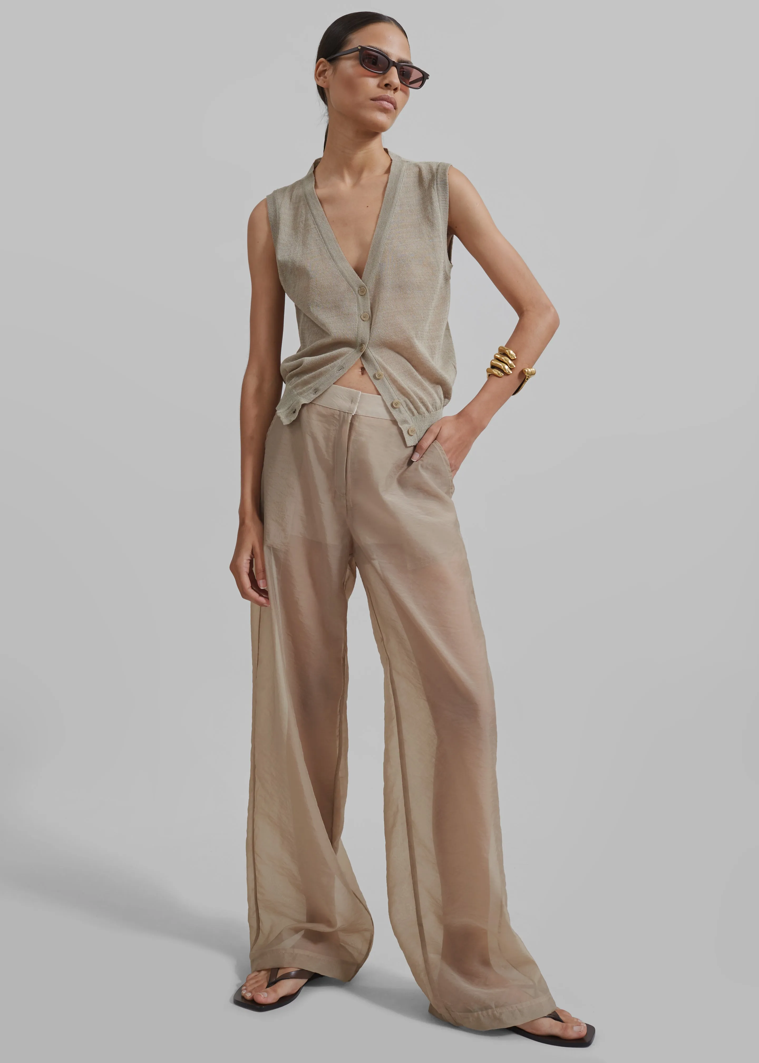 Abra Sheer Trousers - Beige sold by Frankie Shop