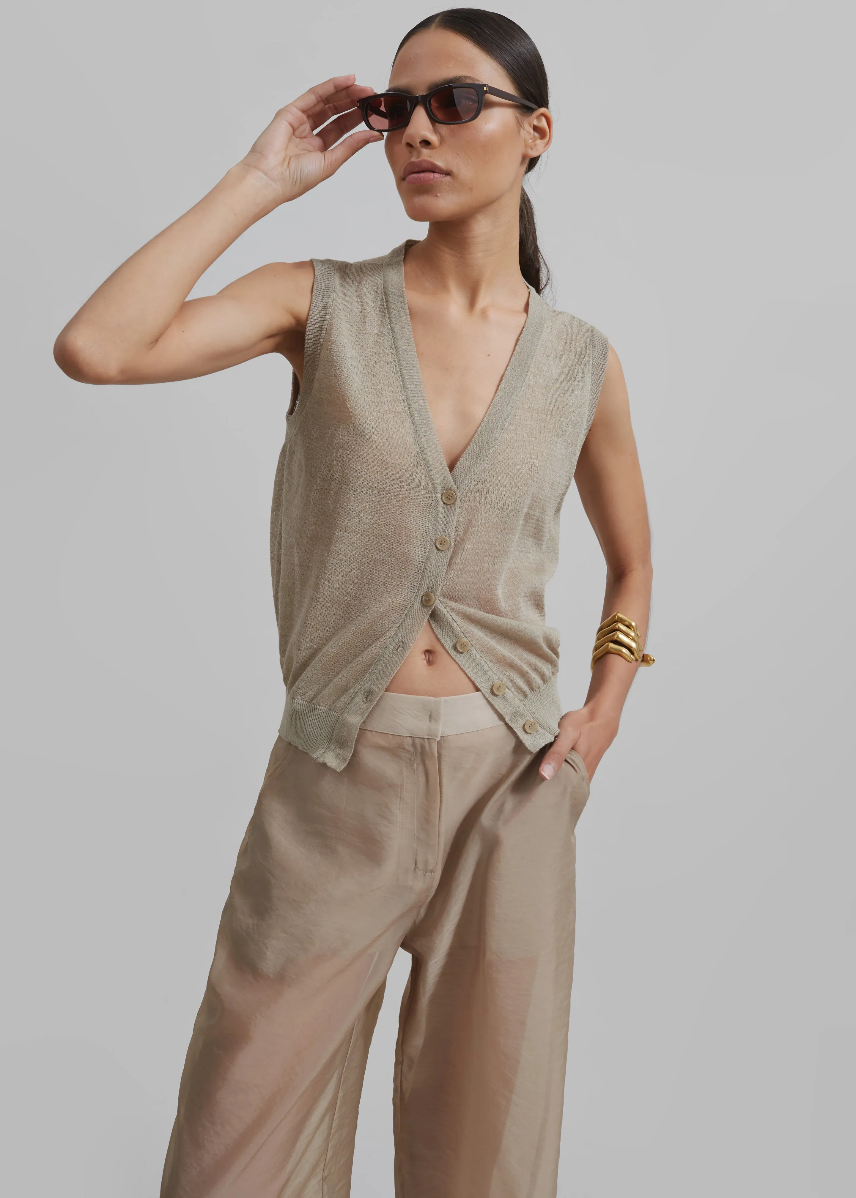 Abra Sheer Trousers - Beige sold by Frankie Shop product image thumbnail 5