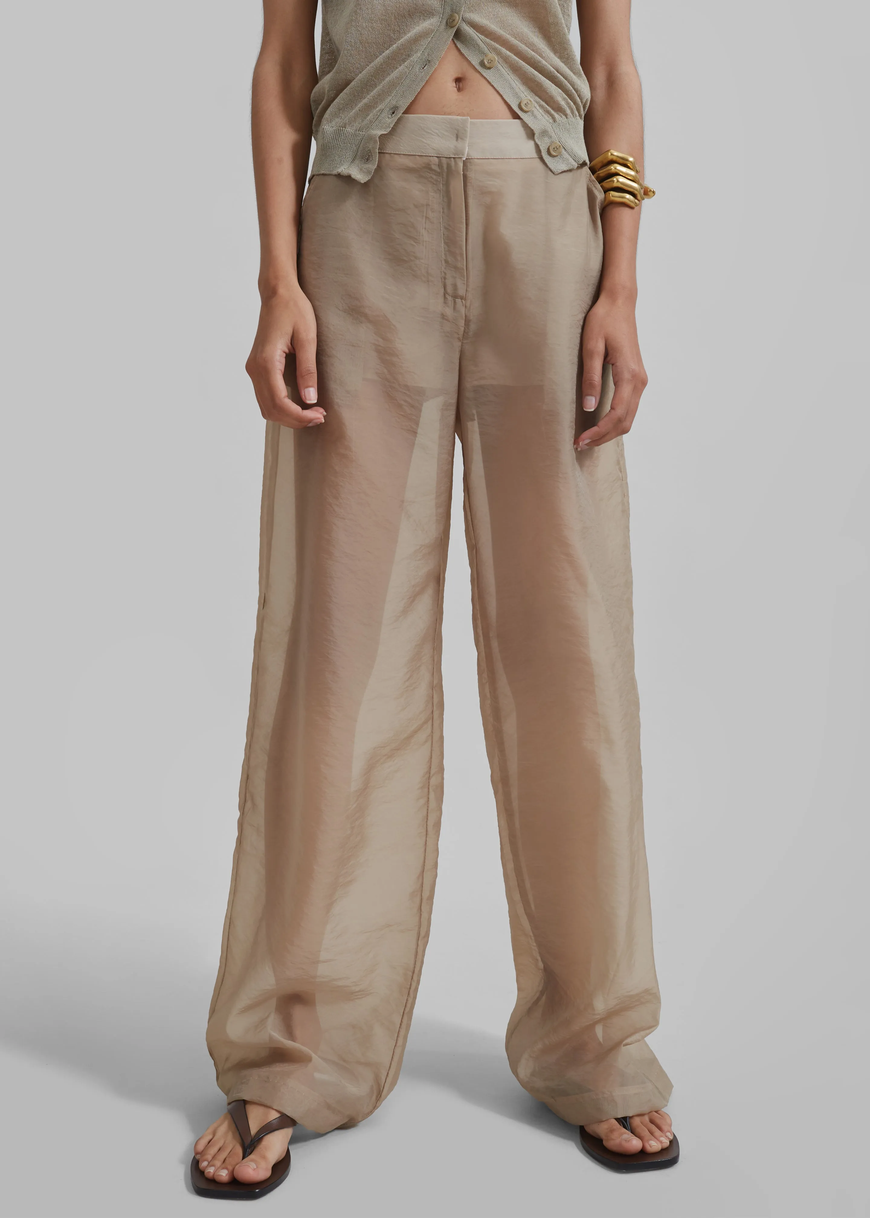 Abra Sheer Trousers - Beige sold by Frankie Shop product image thumbnail 3