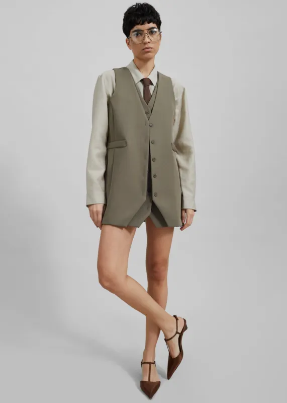 Sophia Mini Vest Dress - Khaki made by Frankie Shop