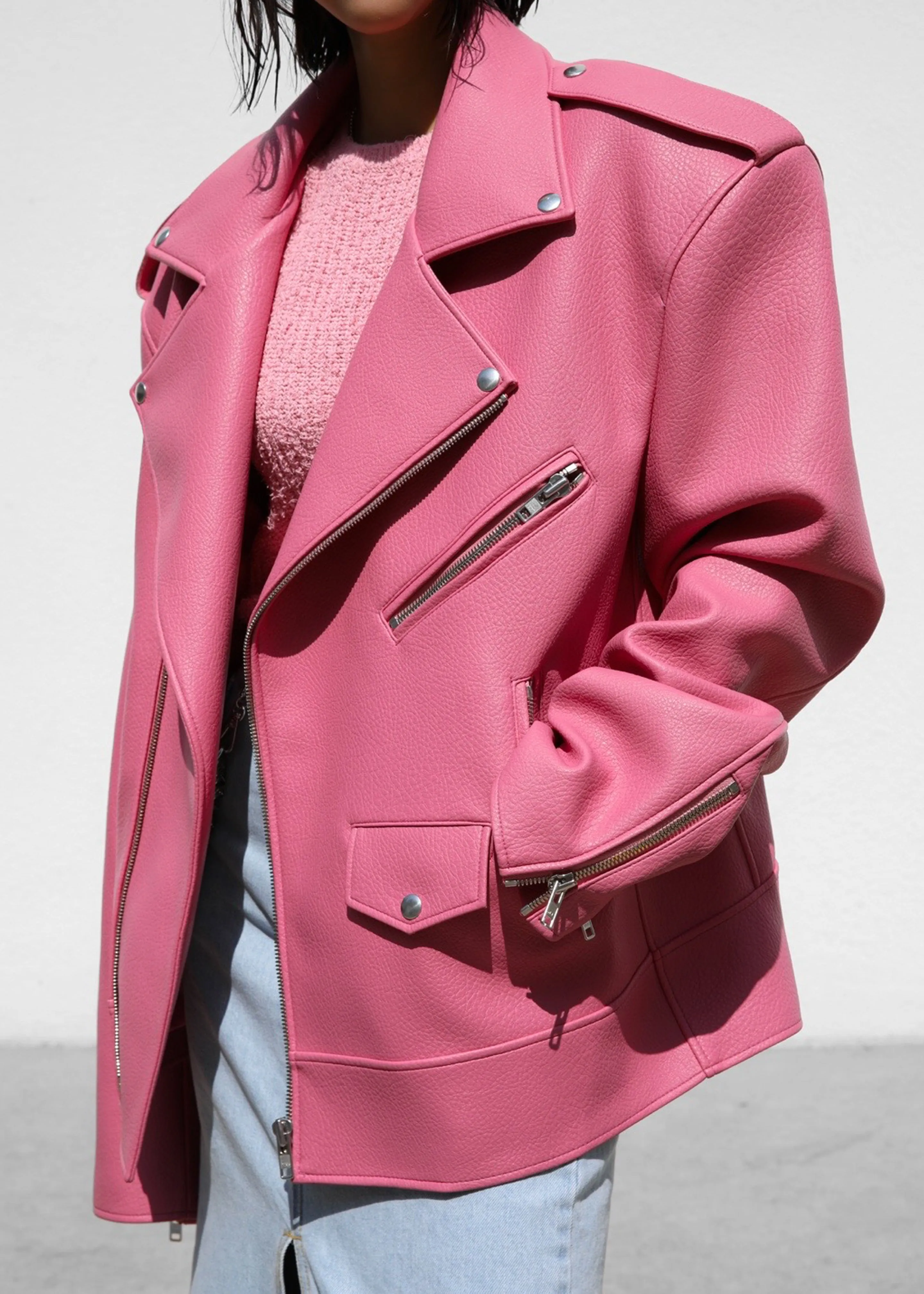 Chicago Oversized Biker Jacket - Pink sold by Frankie Shop product image thumbnail 3