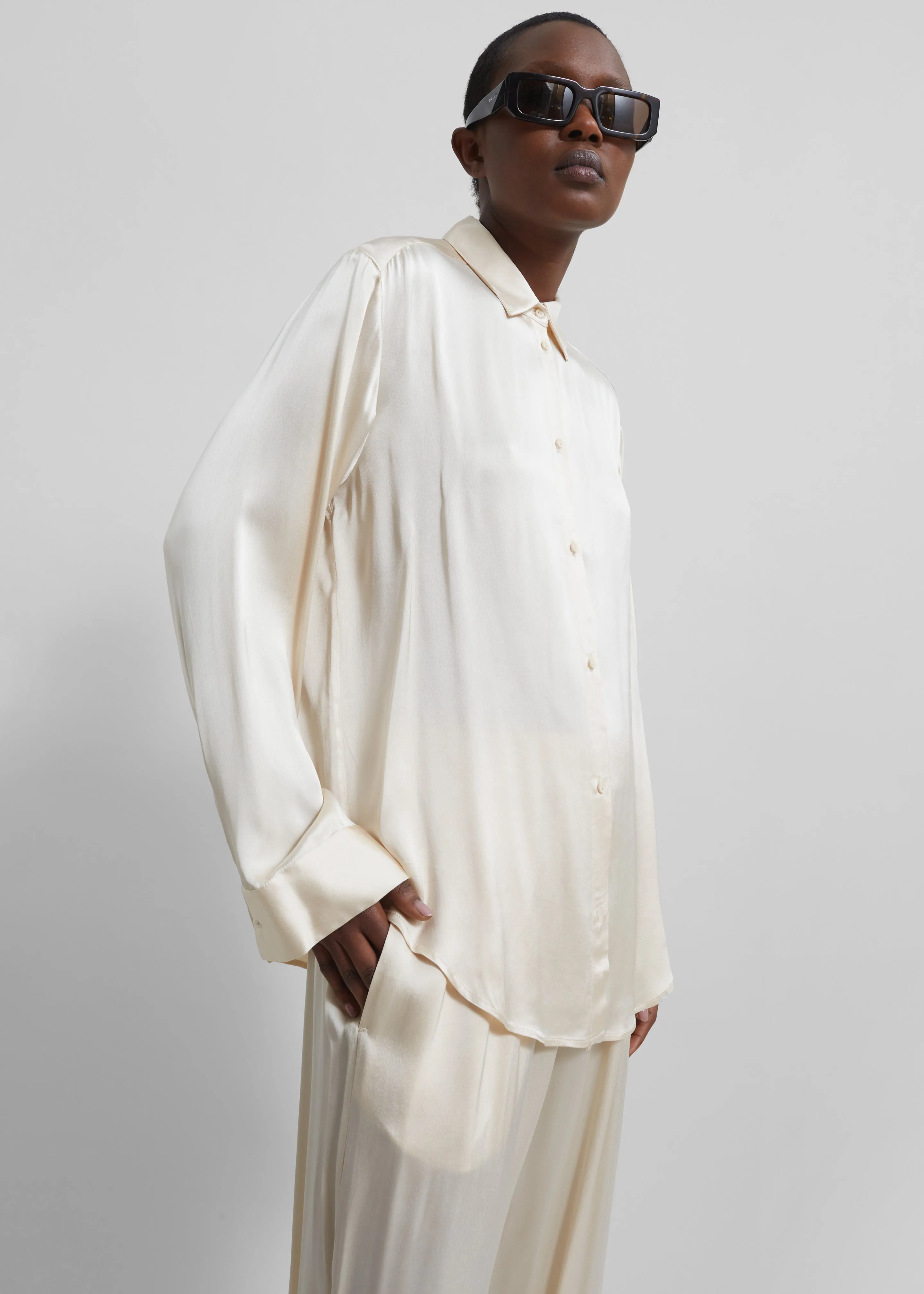 Matteau Satin Shirt - Ivory sold by Frankie Shop
