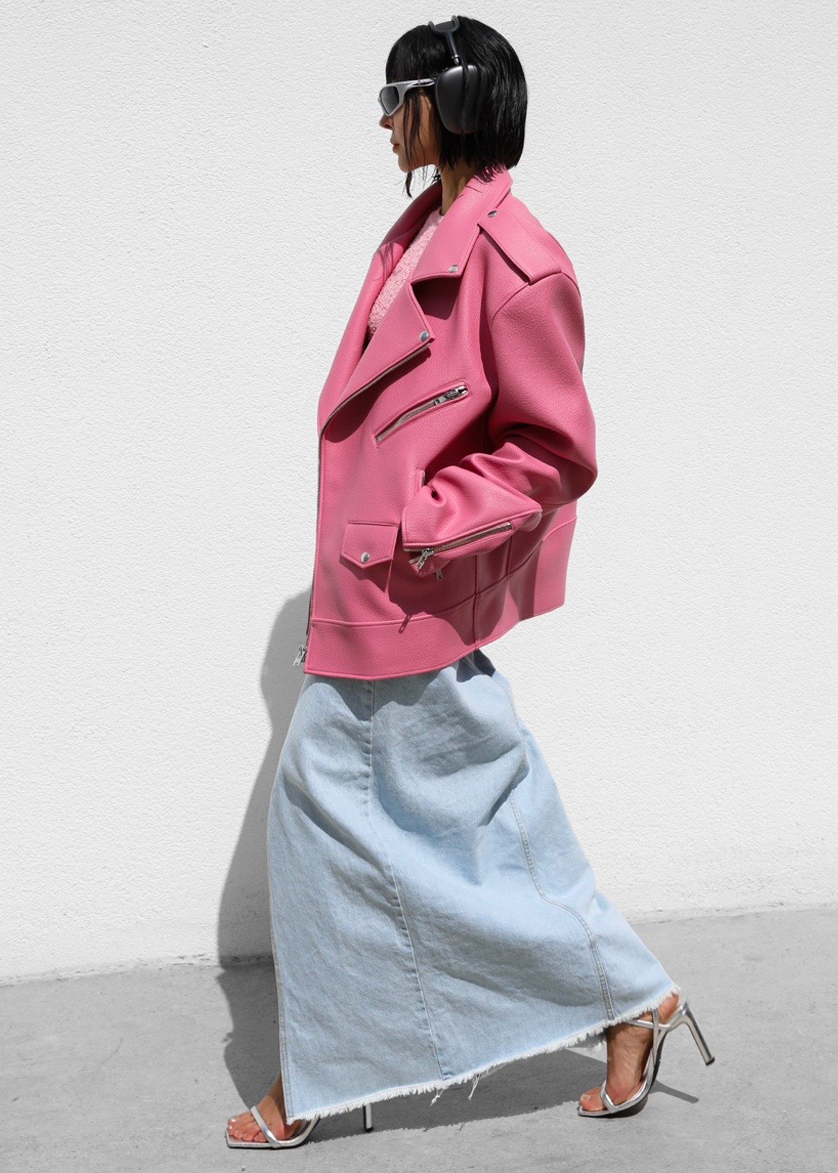 Chicago Oversized Perfecto Jacket - Pink sold by Frankie Shop product image thumbnail 6