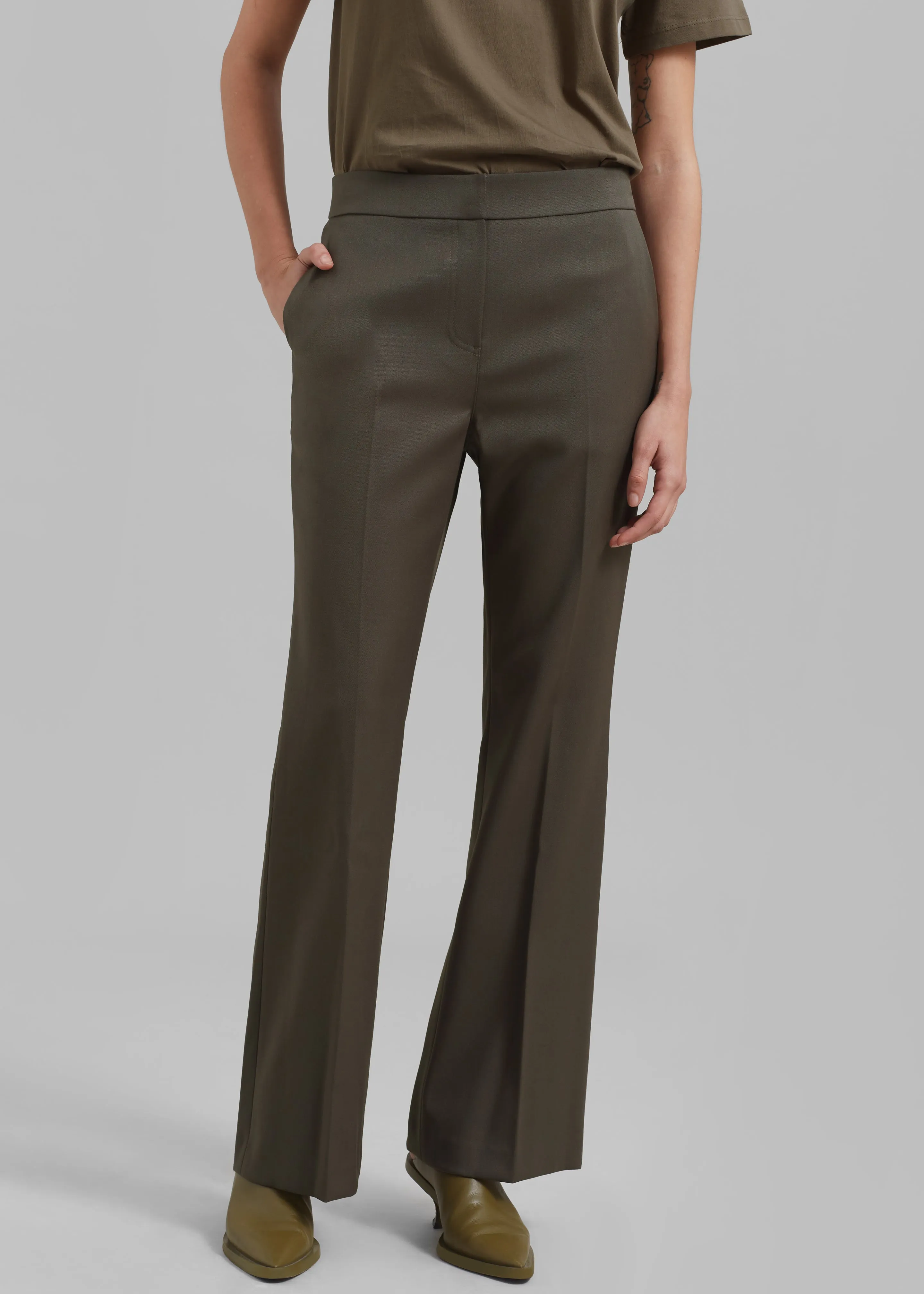 Amomento Straight Fit Wool Pants - Khaki sold by Frankie Shop product image thumbnail 2