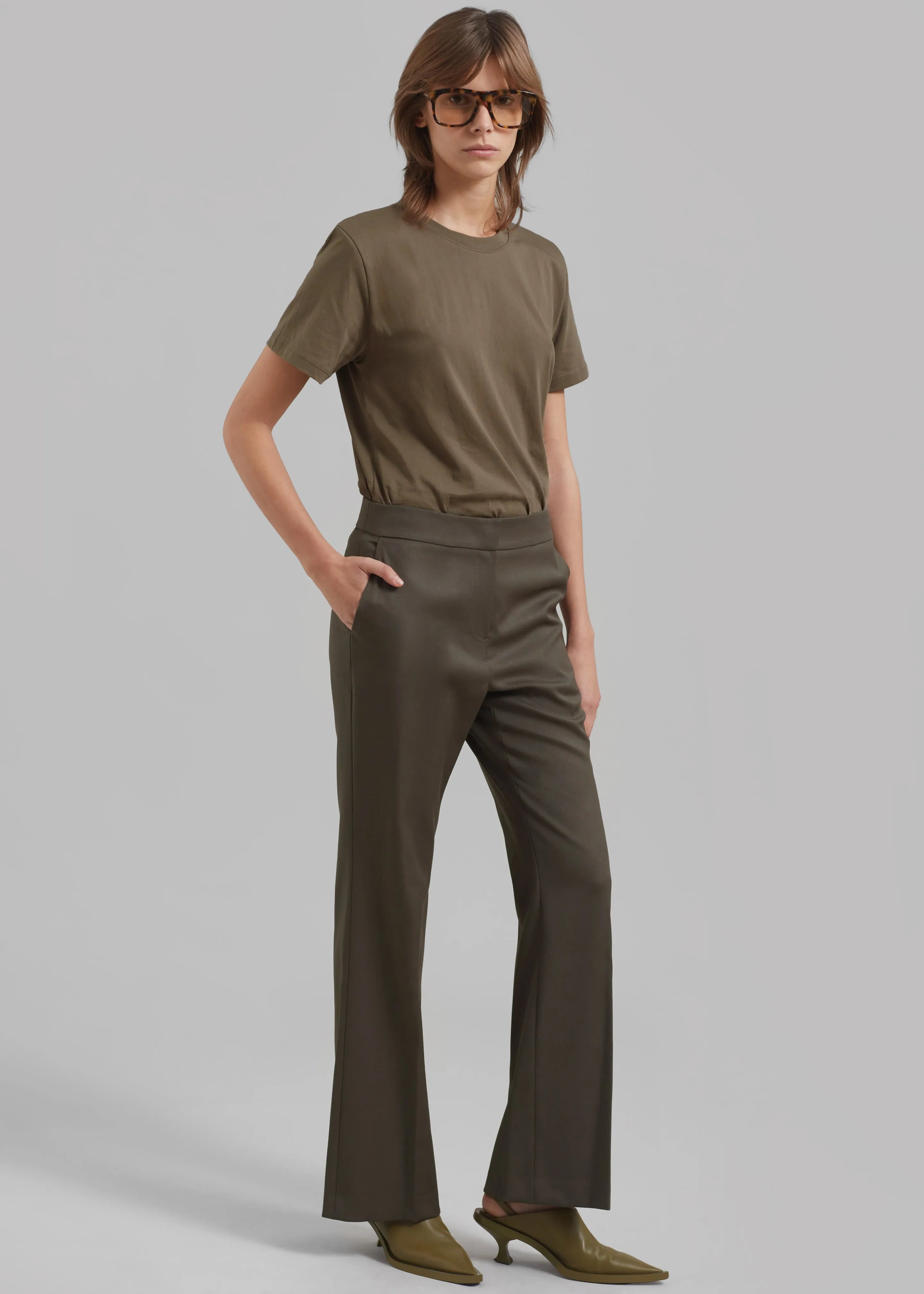 Amomento Straight Fit Wool Pants - Khaki sold by Frankie Shop product image thumbnail 4