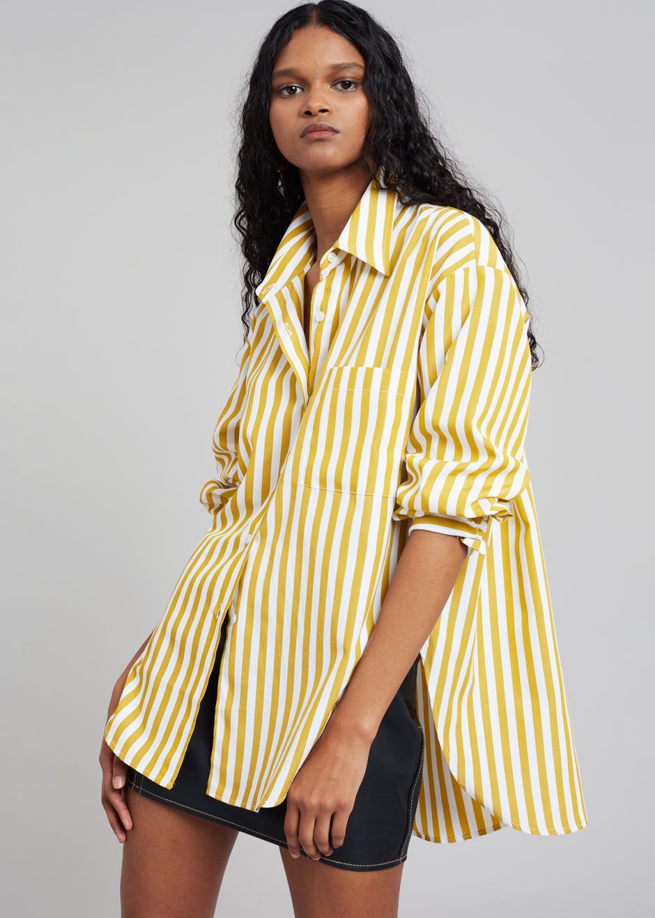 Lui Stripe Shirt - Gold Yellow sold by Frankie Shop