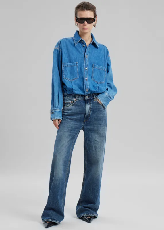 Haikure Tilda Two Tone Denim Jumpsuit - Piano Blue sold by Frankie Shop