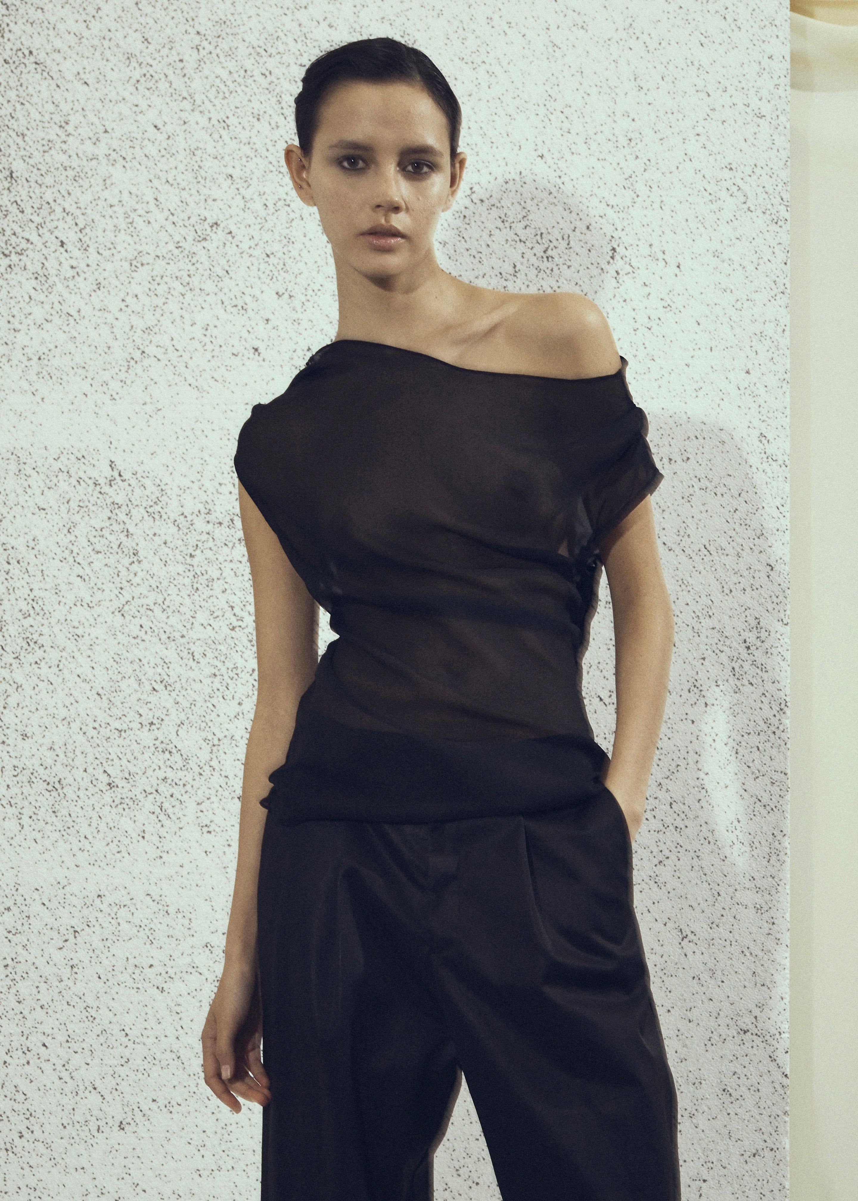 Beare Park Silk Georgette Off The Shoulder Top - Black sold by Frankie Shop product image thumbnail 3