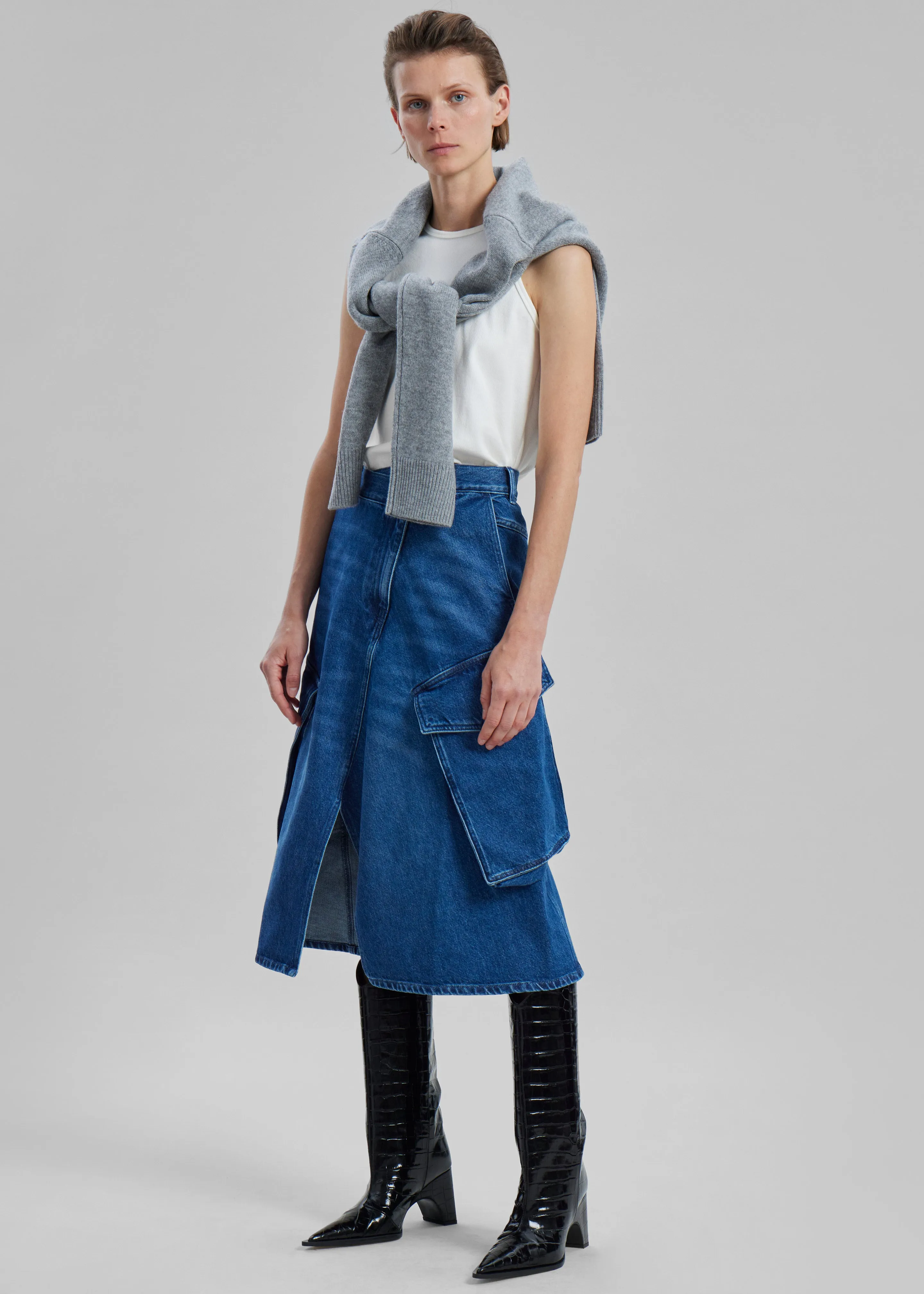 JW Anderson Cargo Midi Denim Skirt - Blue sold by Frankie Shop product image thumbnail 5