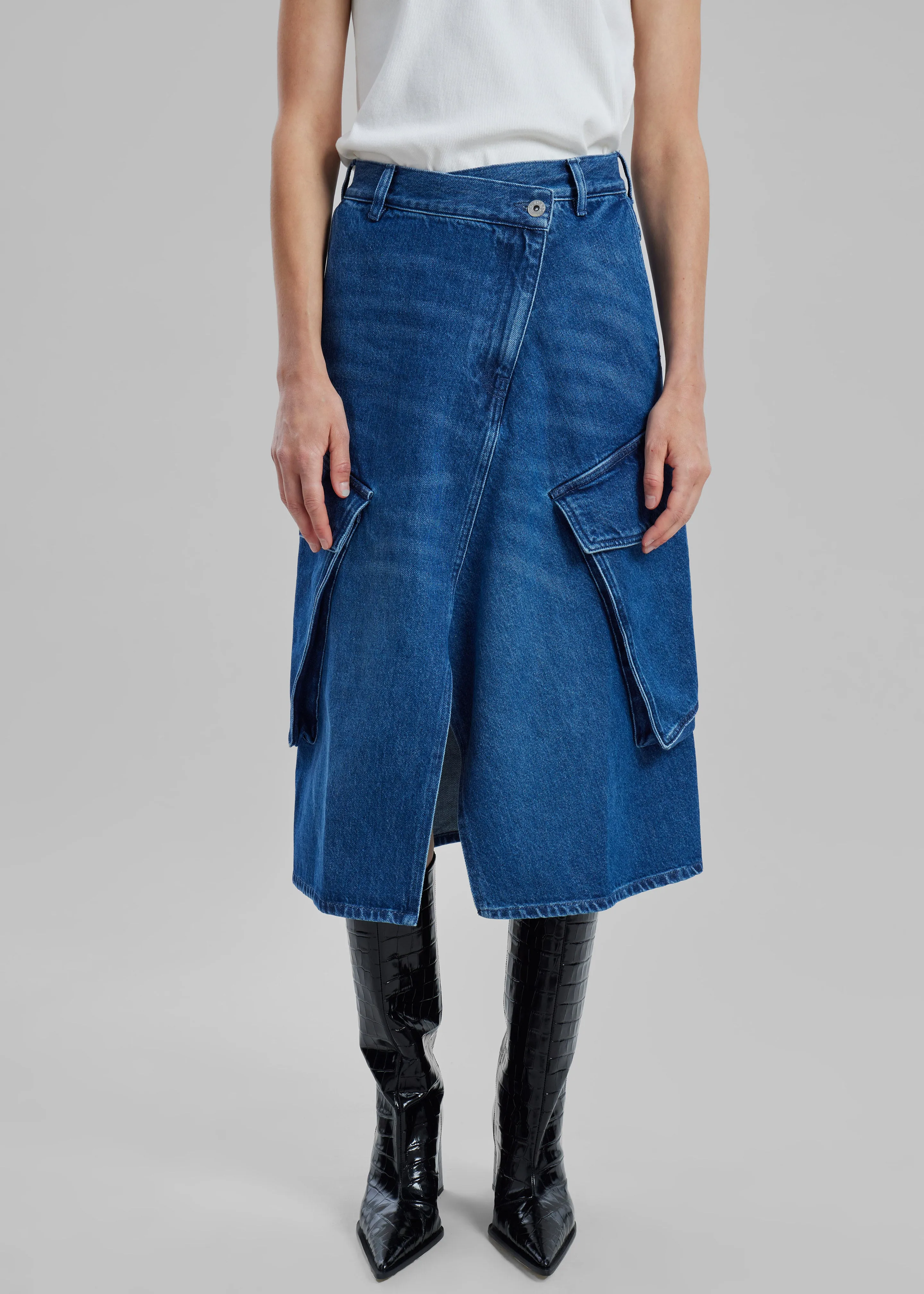 JW Anderson Cargo Midi Denim Skirt - Blue sold by Frankie Shop product image thumbnail 2
