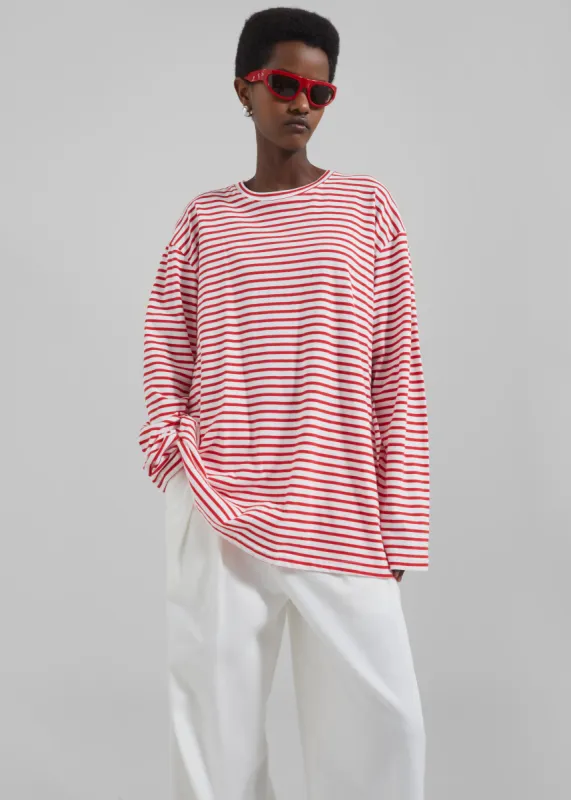 Salome Long Sleeve Tee - White/Red Stripe made by Frankie Shop