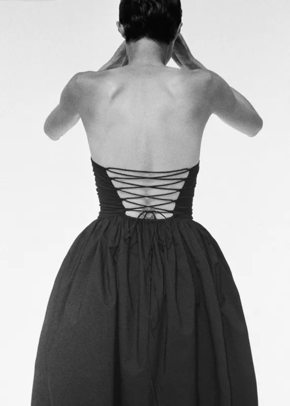 Matteau Strapless Lace Up Dress - Black sold by Frankie Shop