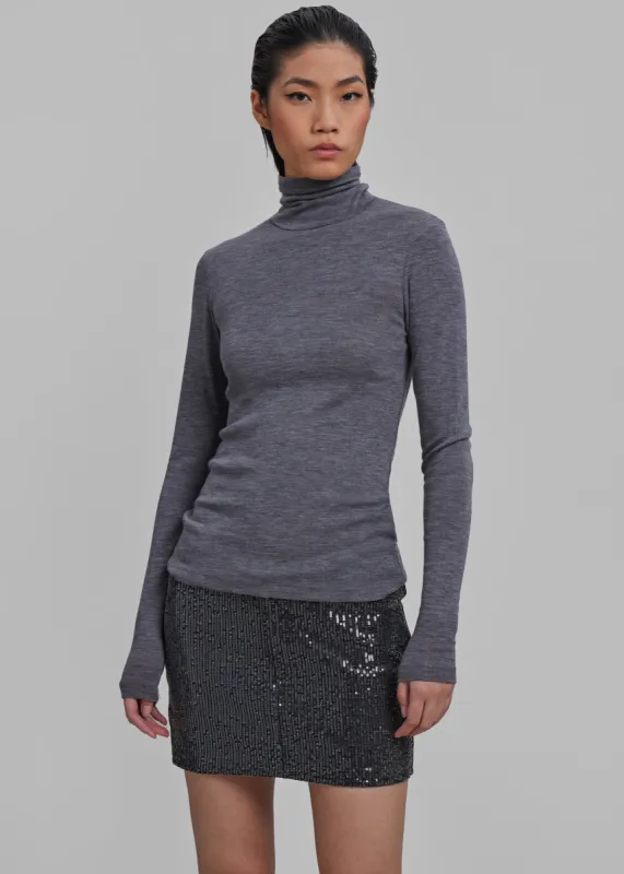 ROTATE Twill Sequin Mini Skirt - Black made by Frankie Shop