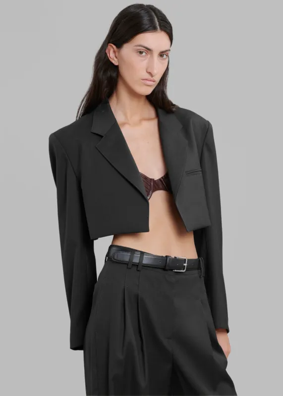 Glenn Cropped Crossover Blazer - Black sold by Frankie Shop