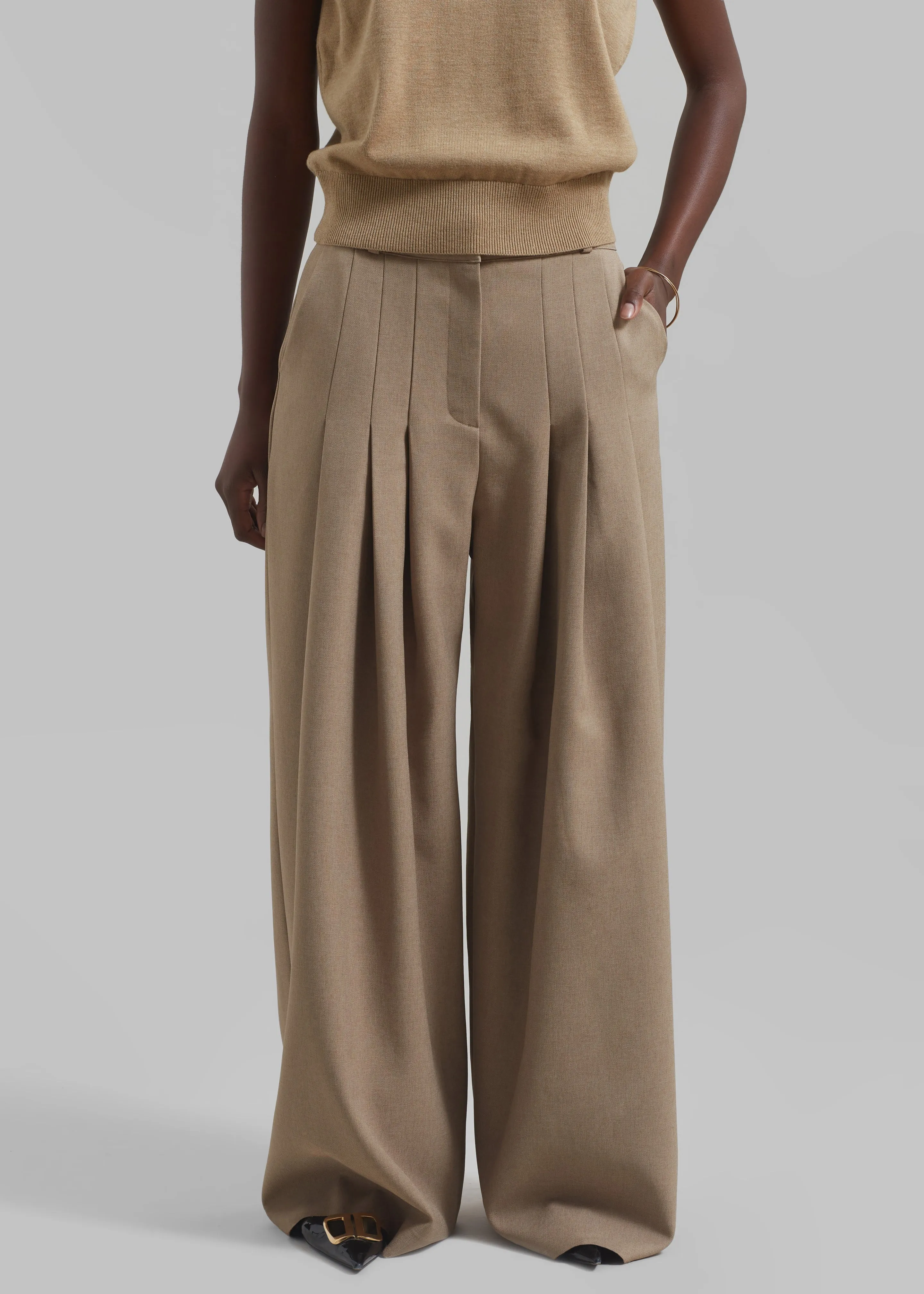 Regina Pleated Trousers - Camel sold by Frankie Shop product image thumbnail 2