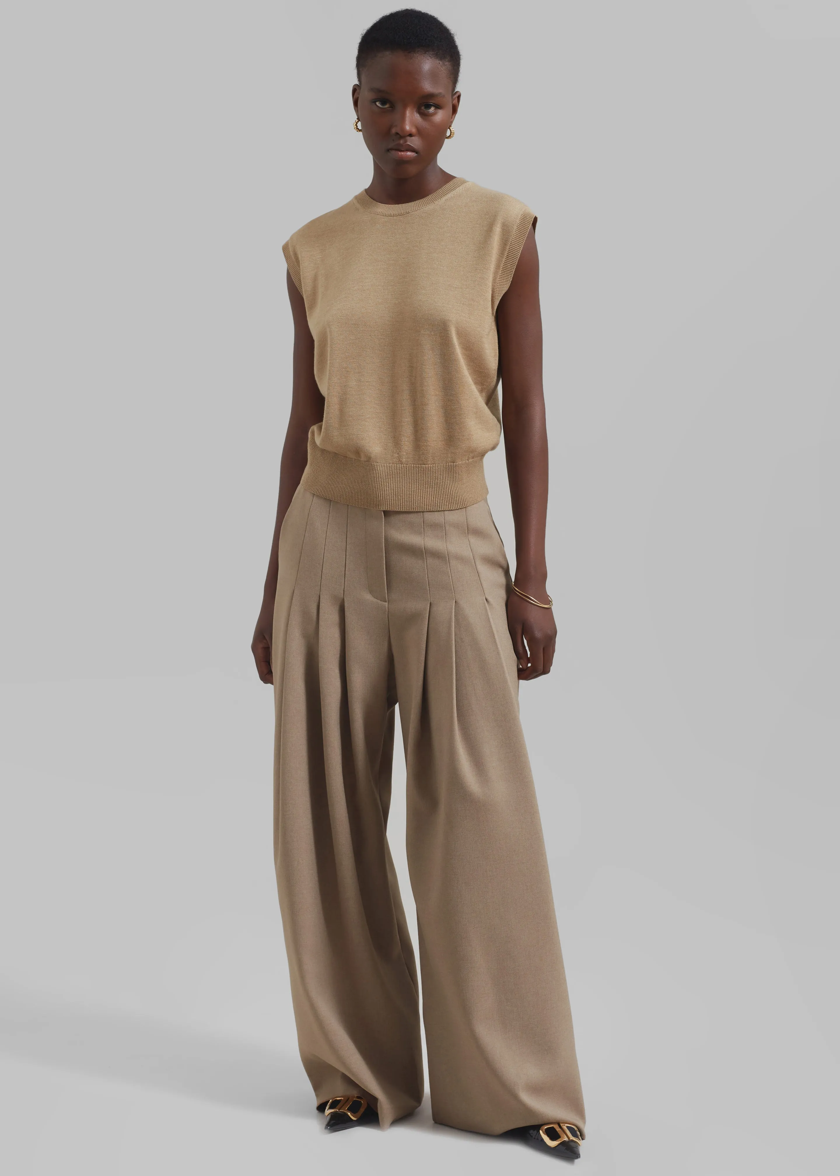 Regina Pleated Trousers - Camel sold by Frankie Shop product image thumbnail 3