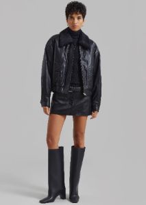 Low Classic Leather Short Jacket - Black sold by Frankie Shop
