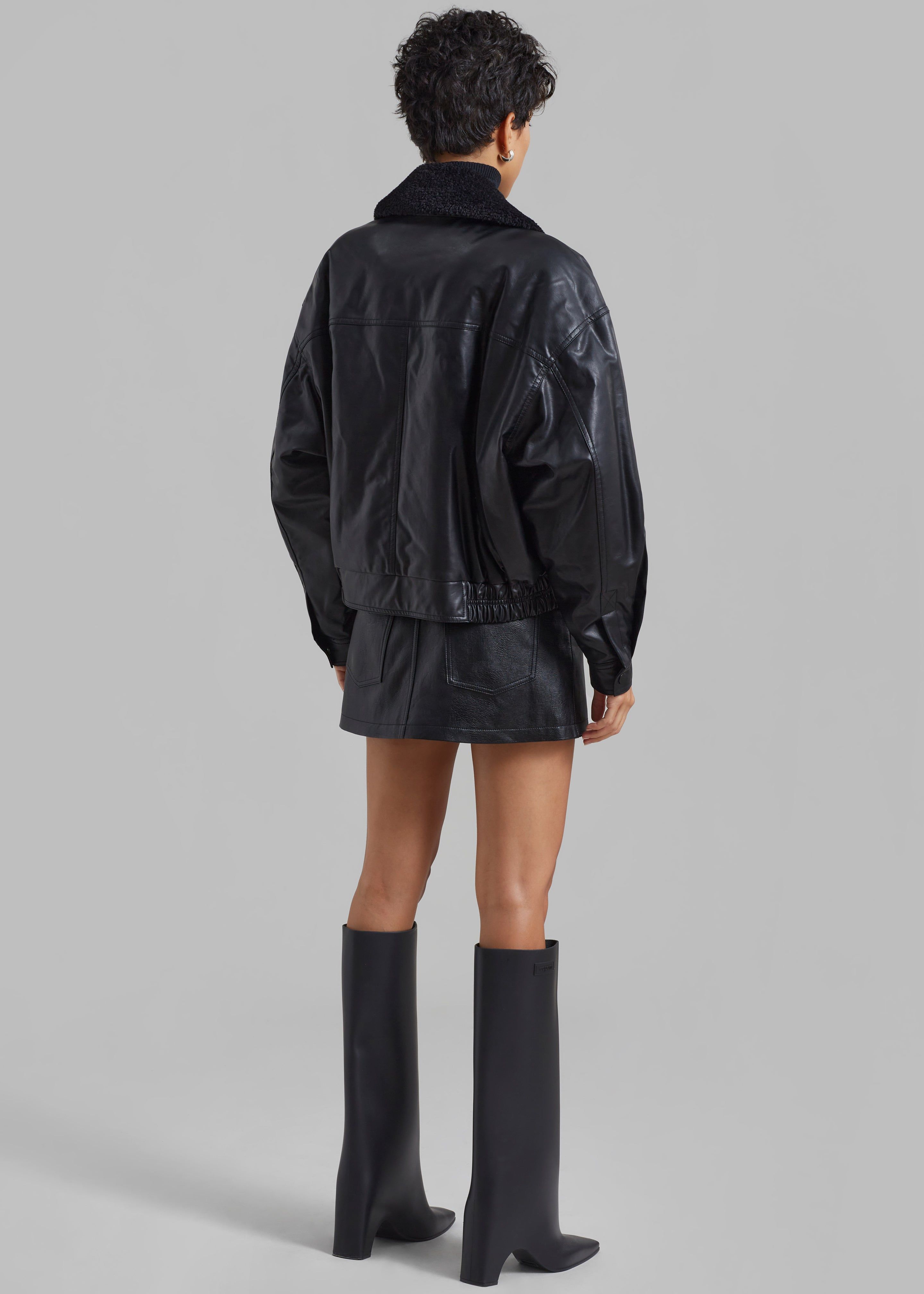 [LOW CLASSIC] / ☆ 24FW HIGH NECK LEATHER SHORT JACKET/BLACK Low Classic Faux Leather Short Jacket - Black | Parallel