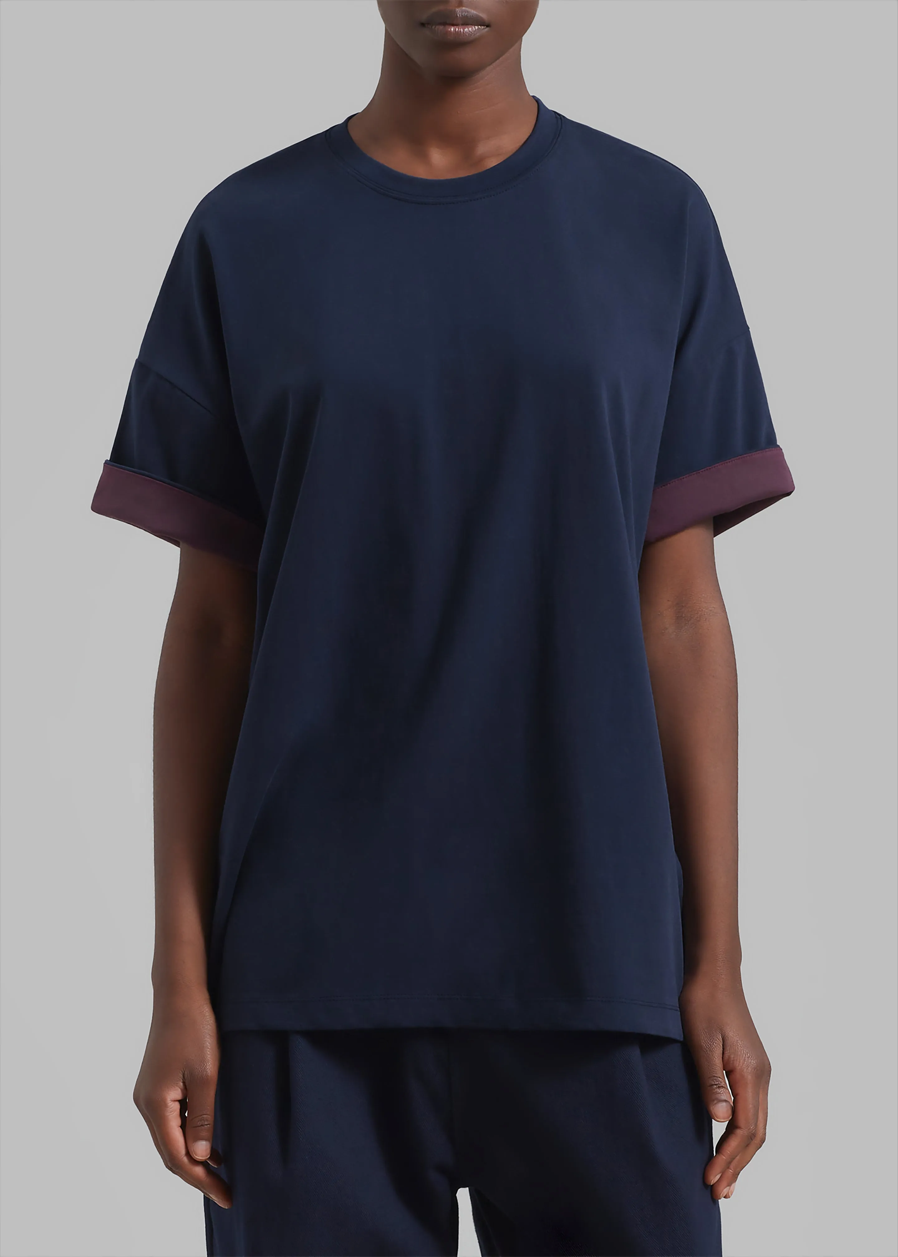 Mani Roll Up Sleeve Tee - Navy/Prune sold by Frankie Shop product image thumbnail 3