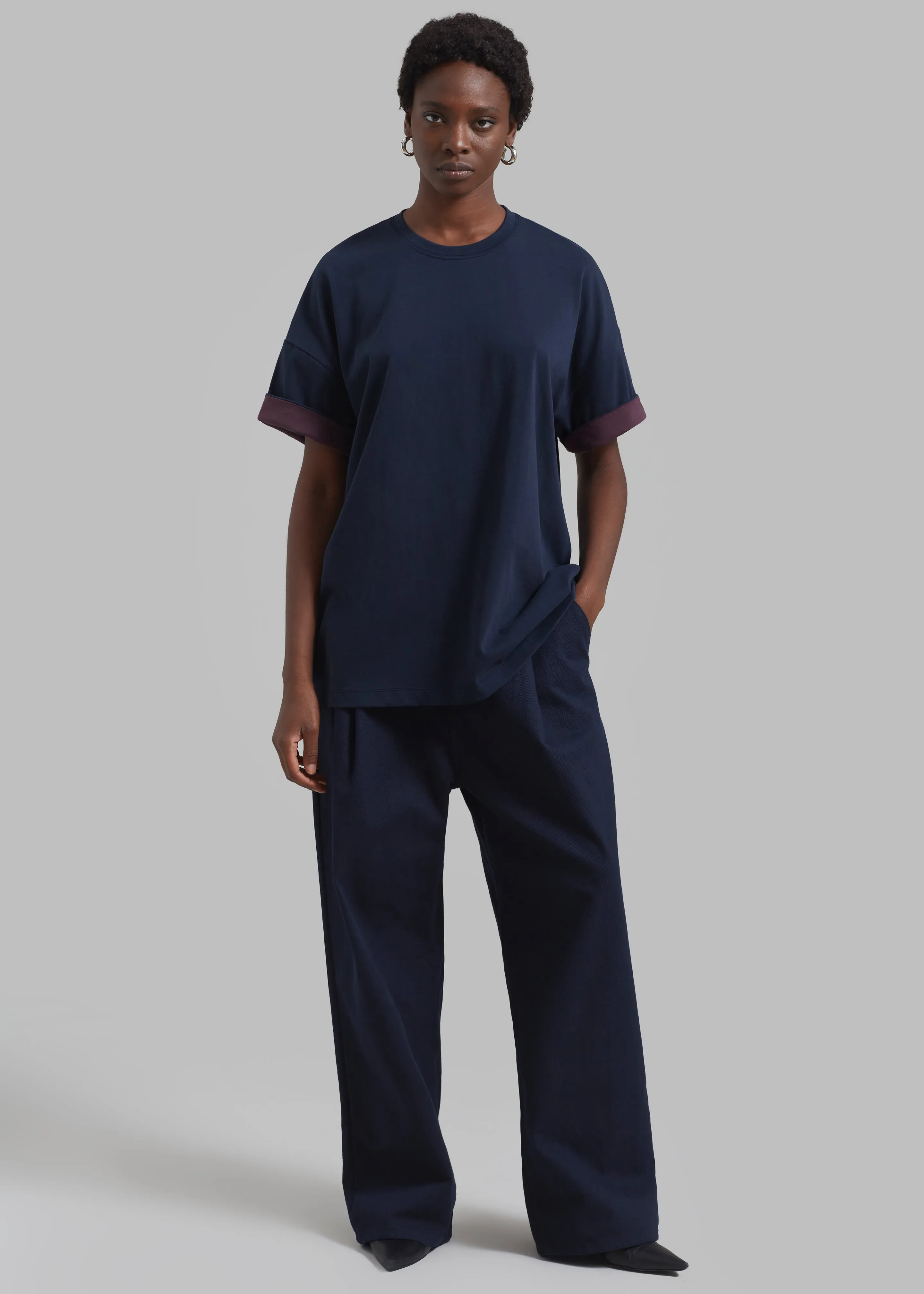 Mani Roll Up Sleeve Tee - Navy/Prune sold by Frankie Shop product image thumbnail 2