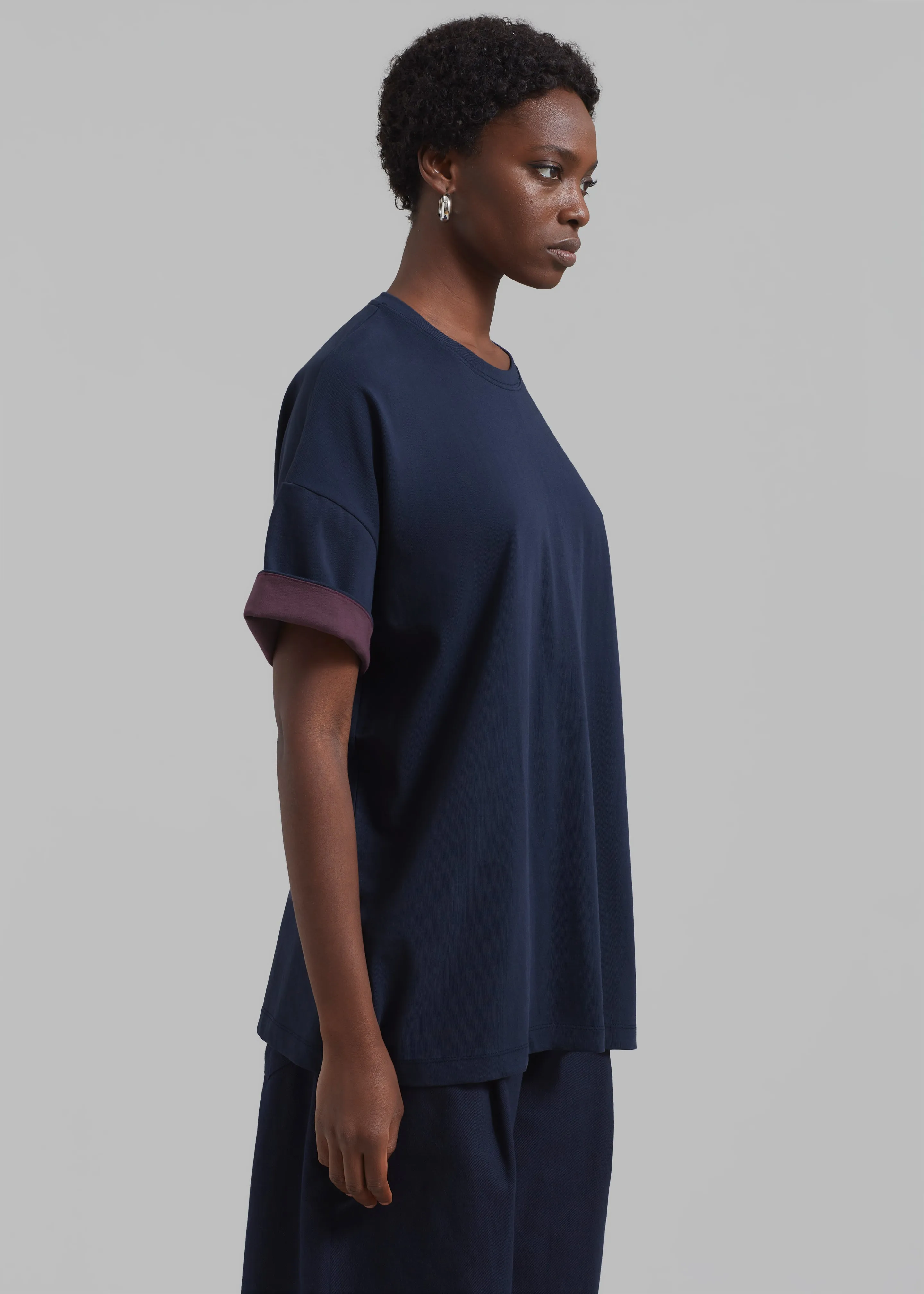 Mani Roll Up Sleeve Tee - Navy/Prune sold by Frankie Shop product image thumbnail 4