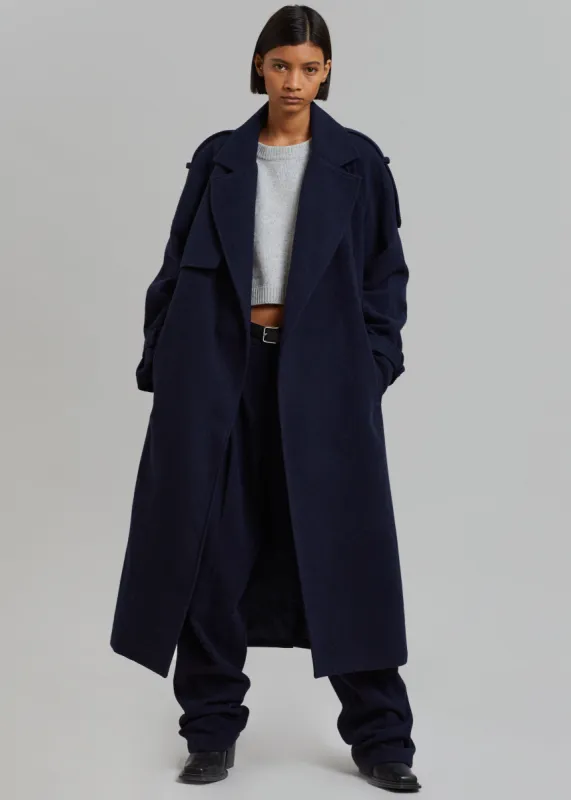 Suzanne Wool Trench Coat - Navy sold by Frankie Shop