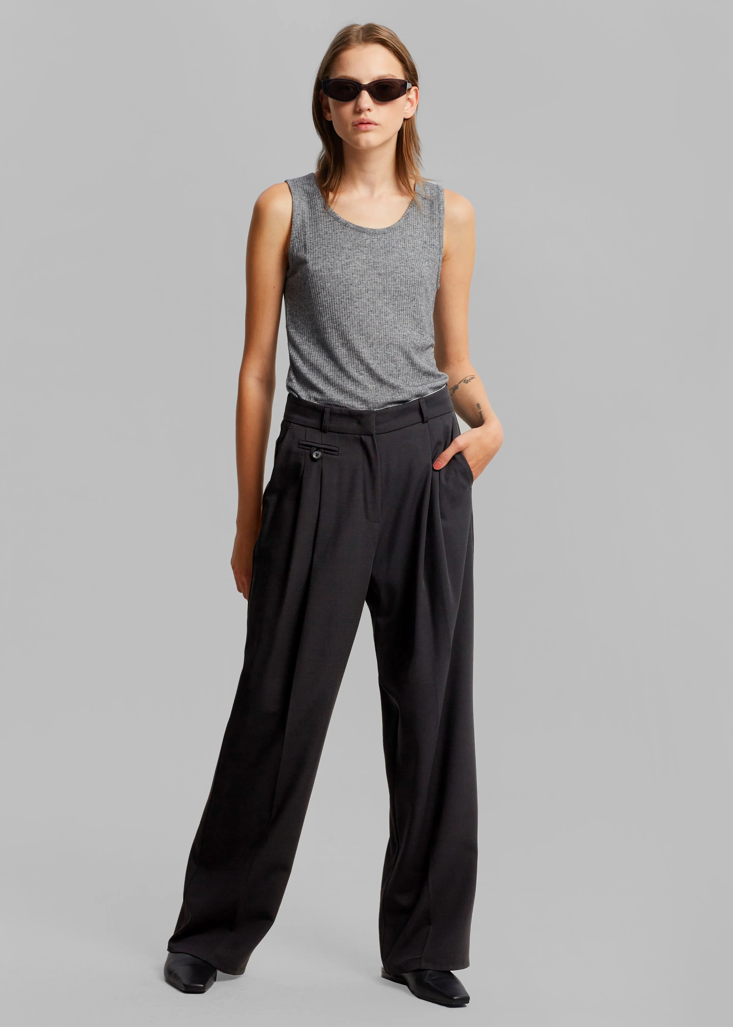 Dawn Button Slack Trousers - Black sold by Frankie Shop