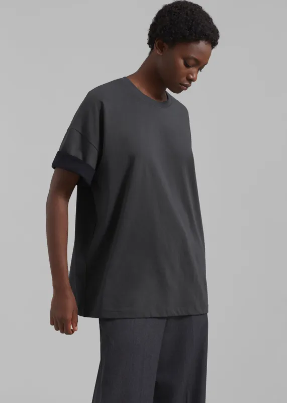 Mani Roll Up Sleeve Tee - Charcoal/Black sold by Frankie Shop