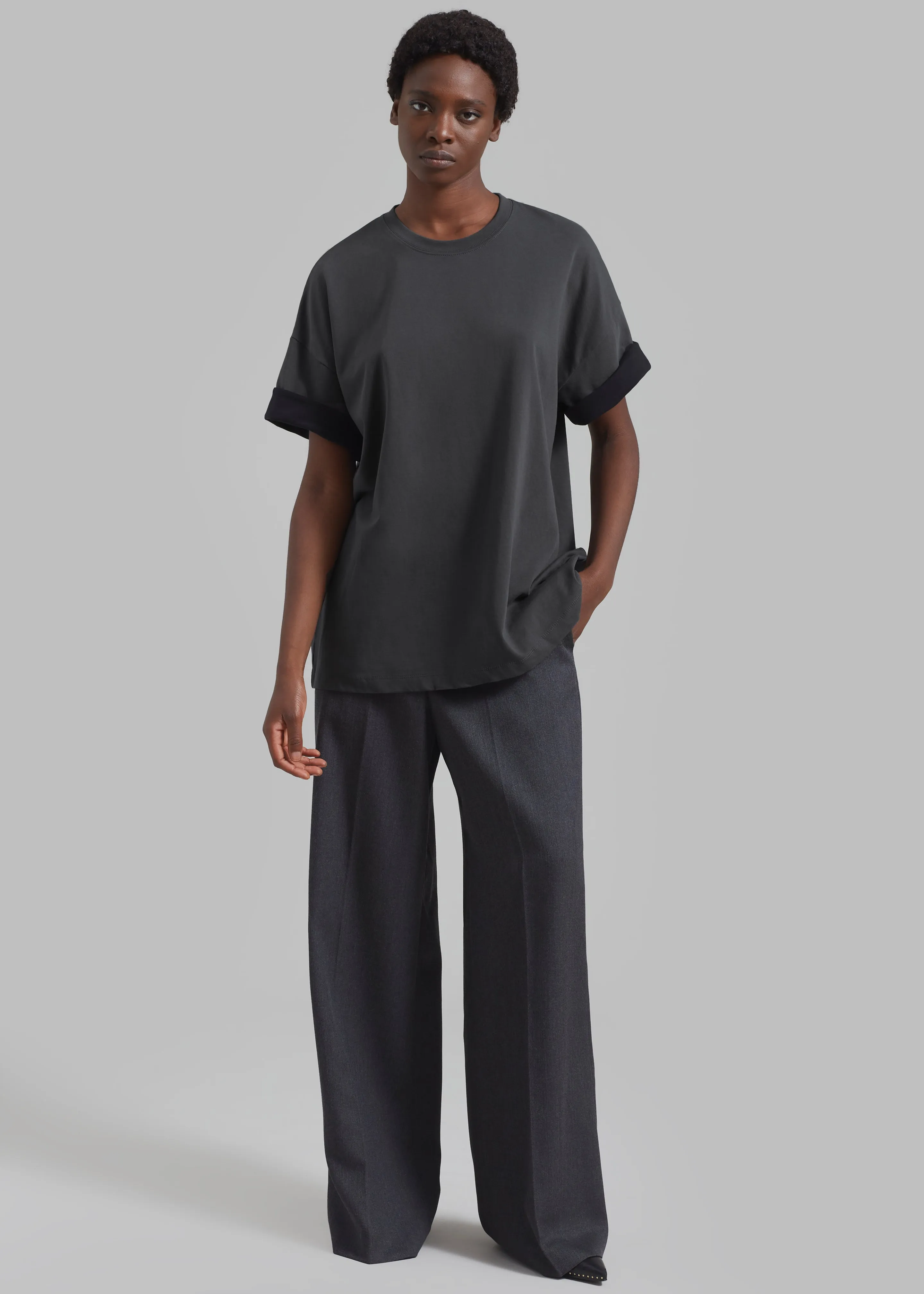 Mani Roll Up Sleeve Tee - Charcoal/Black sold by Frankie Shop product image thumbnail 4