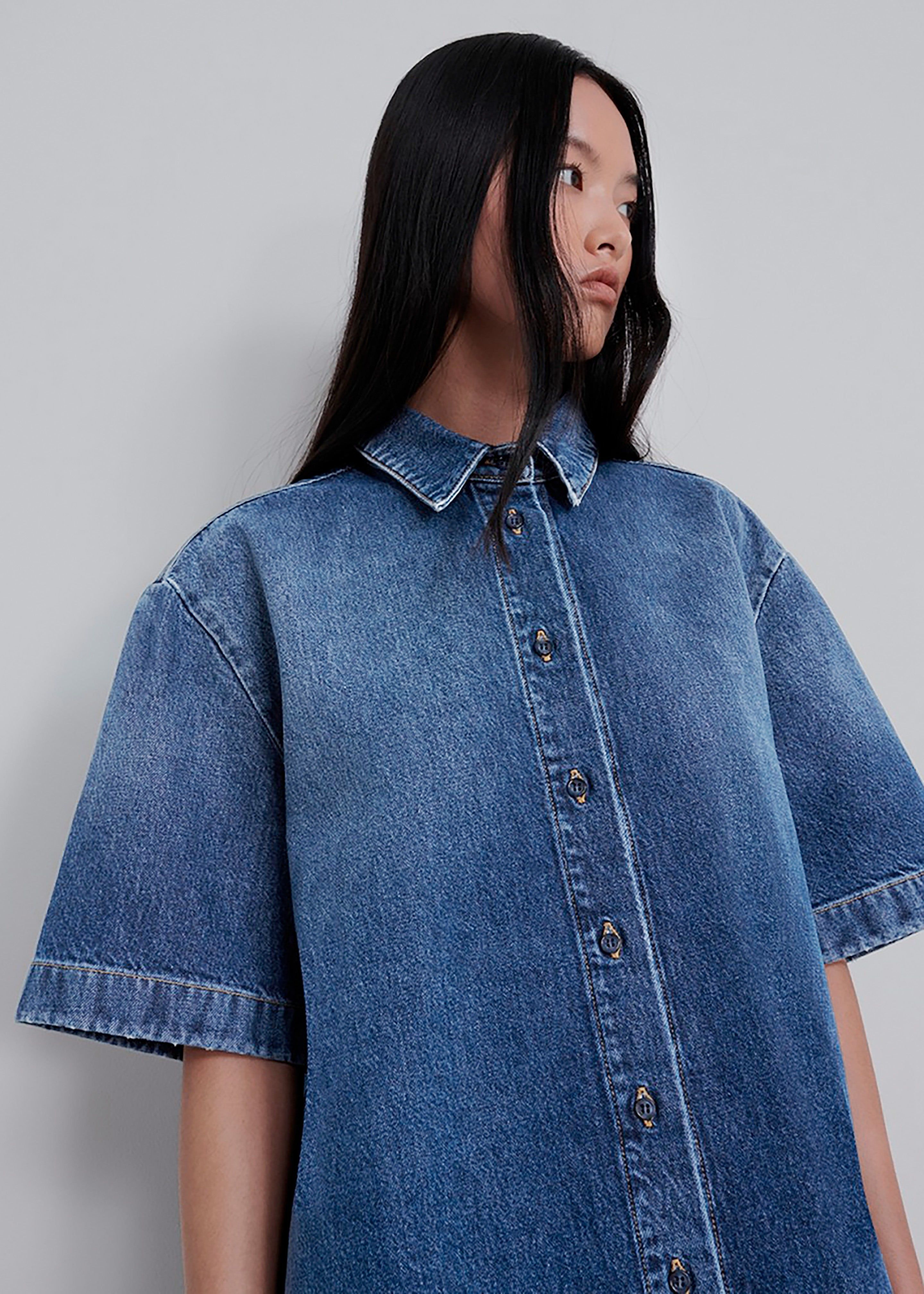 Loulou Studio Sant Shirt Dress Washed Blue Parallel