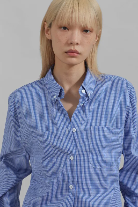 Kessa Gingham Button Up Shirt - Blue sold by Frankie Shop