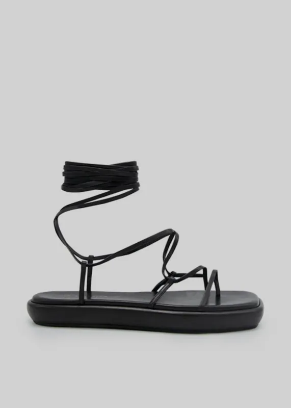 Ilio Smeraldo Géraldine Boublil Lace Up Flat Sandal - Black sold by Frankie Shop