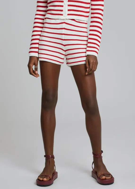 Aqua Knit Short - Red Stripe sold by Frankie Shop