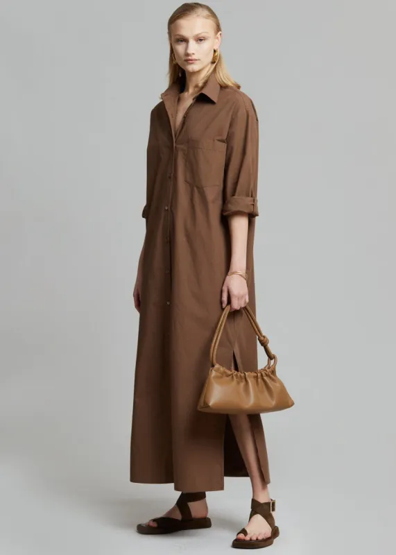 Cala Organic Cotton Shirt Dress - Chocolate sold by Frankie Shop
