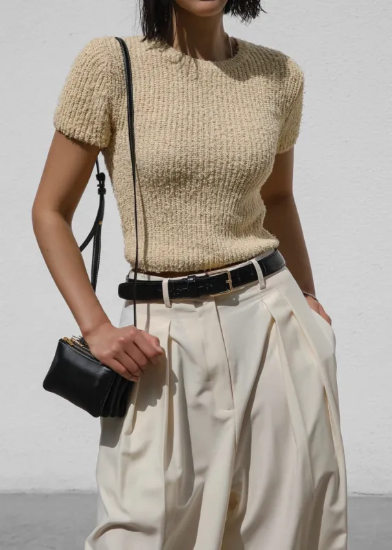 Lexie Knit Cropped Top - Beige sold by Frankie Shop