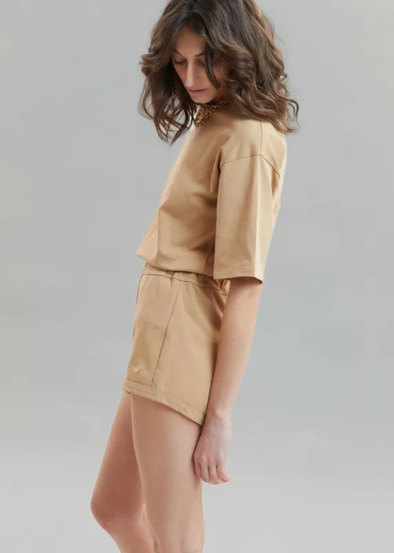 Loulou Studio Bamboo Cotton Shorts - Beige made by Frankie Shop