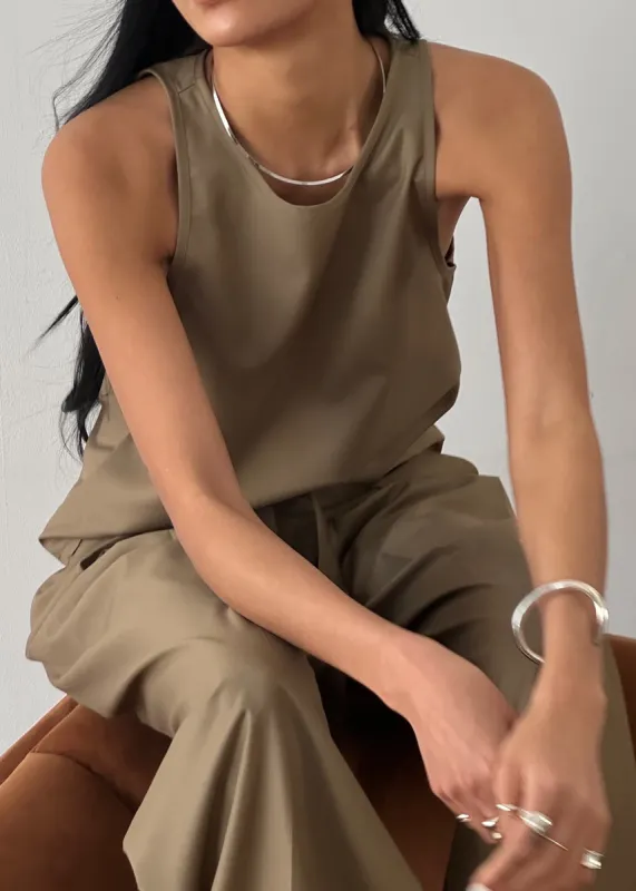 Clay Sleeveless Top - Desert Taupe sold by Frankie Shop