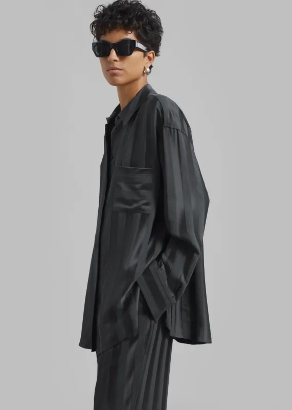 Loulou Studio Grant Shirt - Grey Anthracite made by Frankie Shop