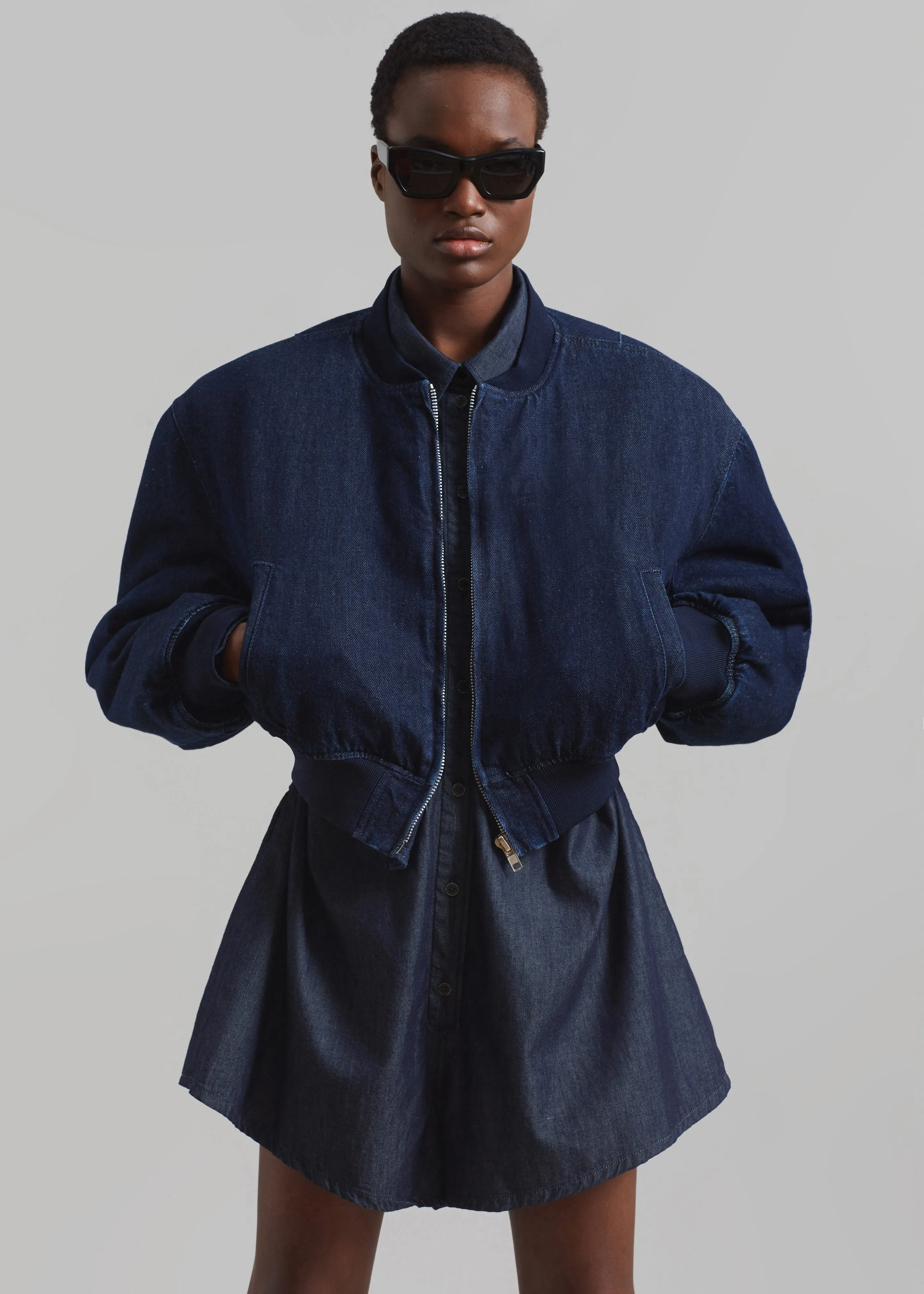 Micky Cropped Denim Bomber - Raw Wash sold by Frankie Shop product image thumbnail 4