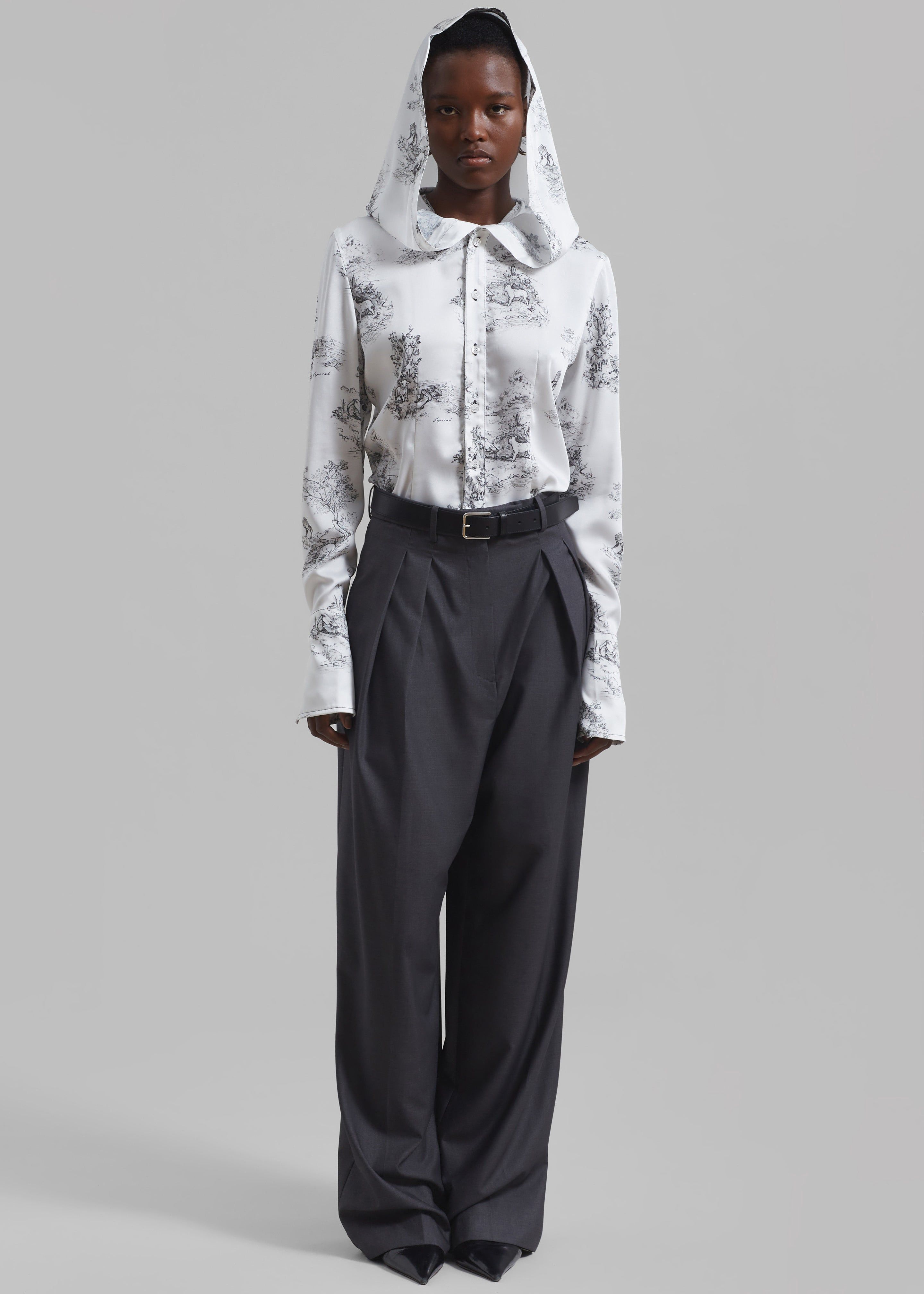 Coperni Toile De Jouy Print Hooded Shirt - White/Black sold by Frankie Shop product image thumbnail 5