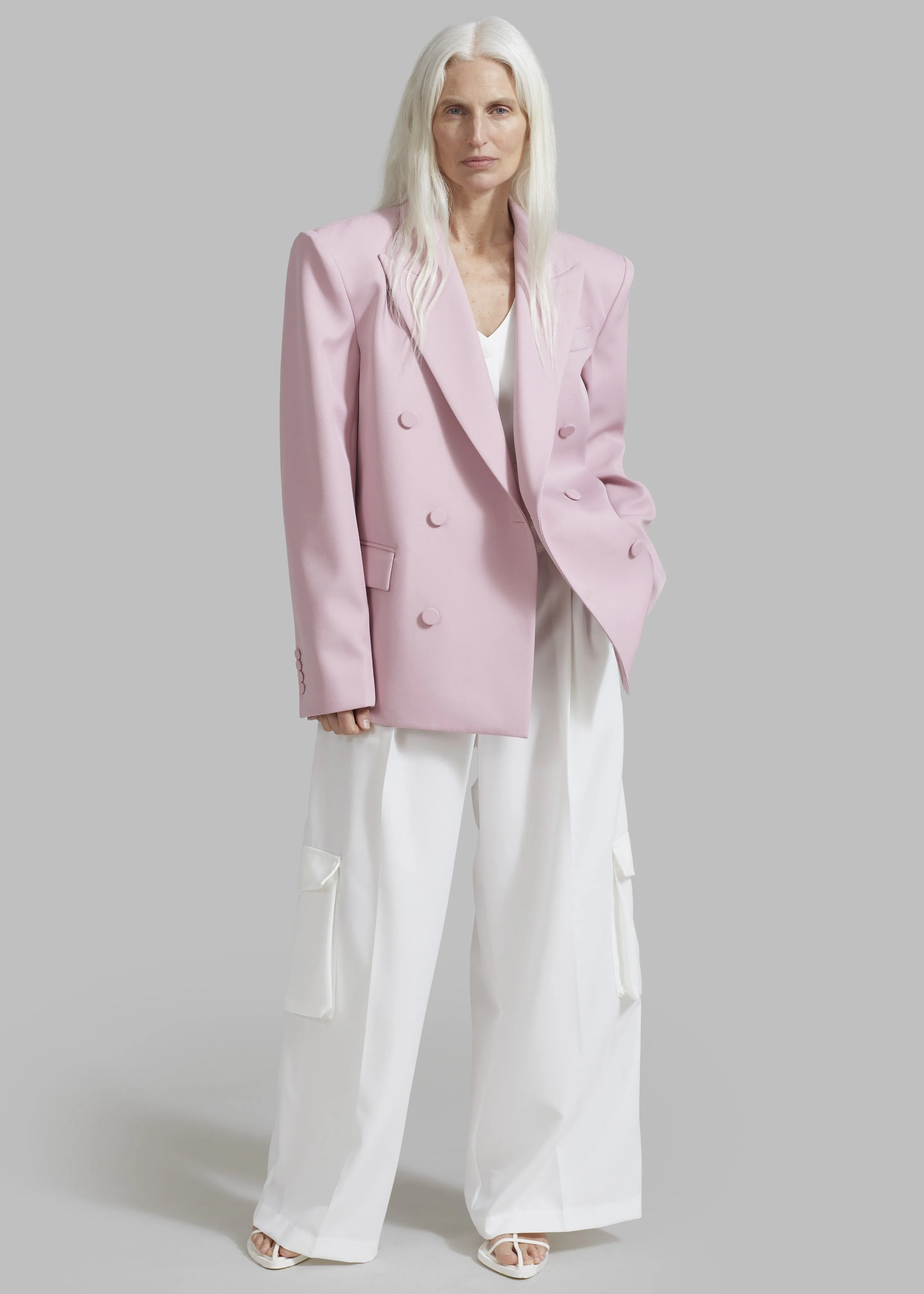 Zia Covered Buttons Blazer - Pink sold by Frankie Shop