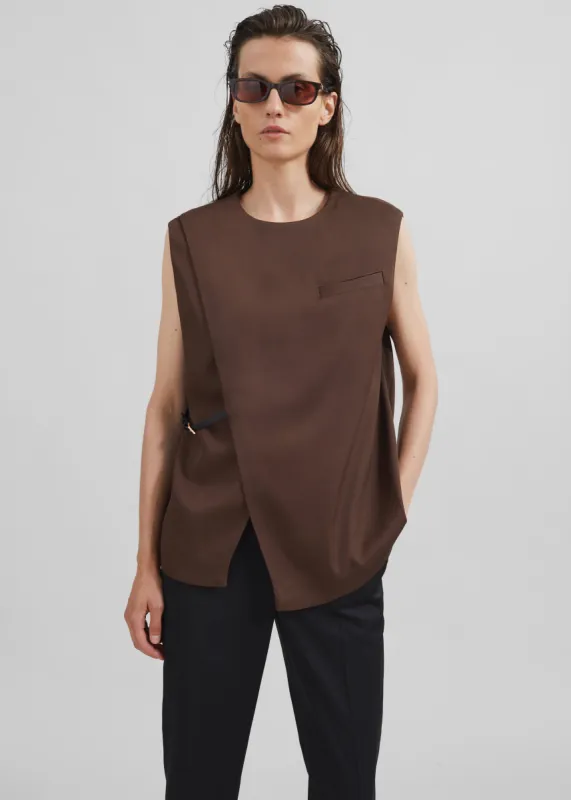 Loulou Studio Sambac Sleeveless Top - Choco made by Loulou Studio