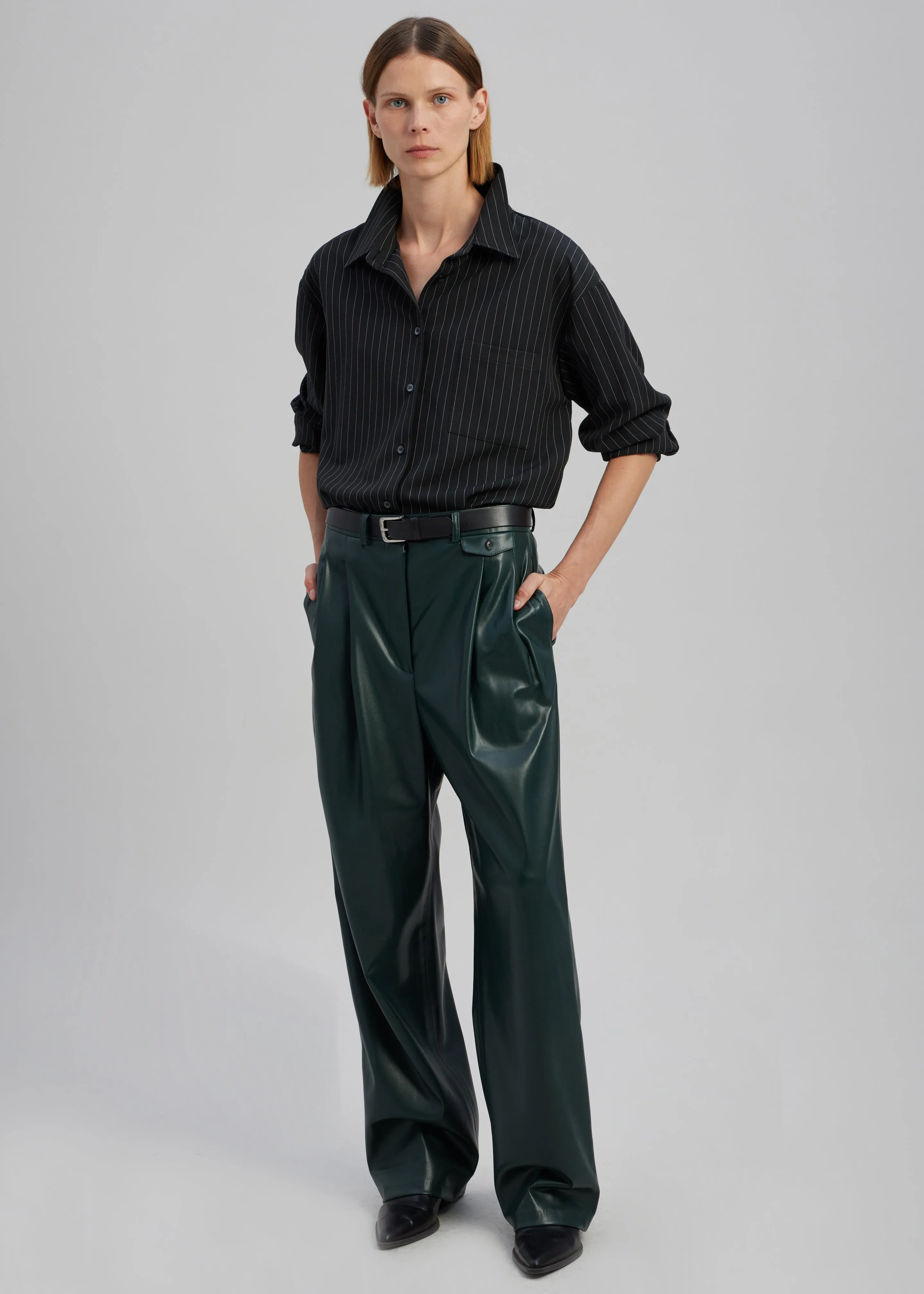 Pernille Faux Leather Pants - Bottle Green sold by Frankie Shop