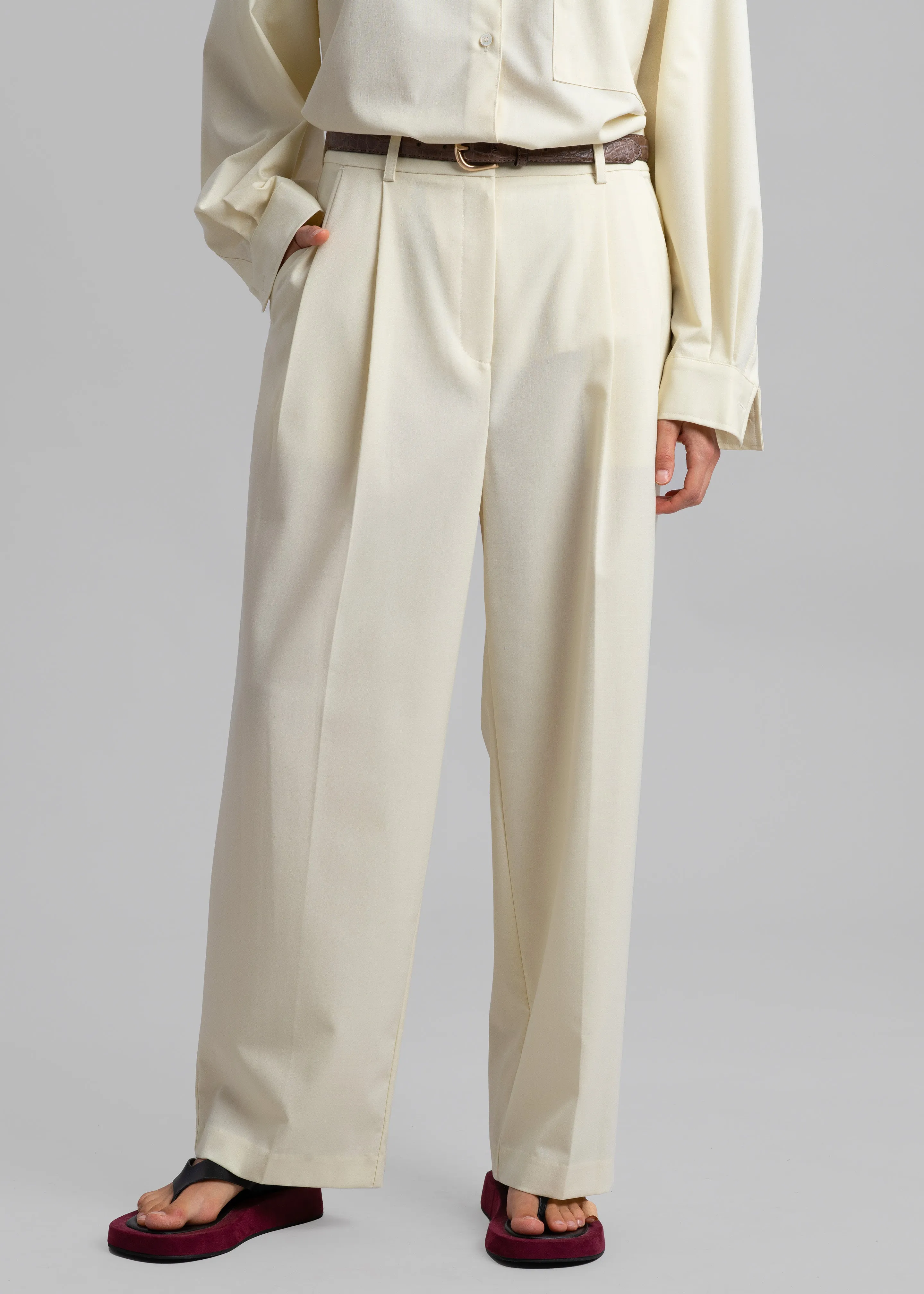 Jour Pleated Pants - Cream sold by Frankie Shop product image thumbnail 4