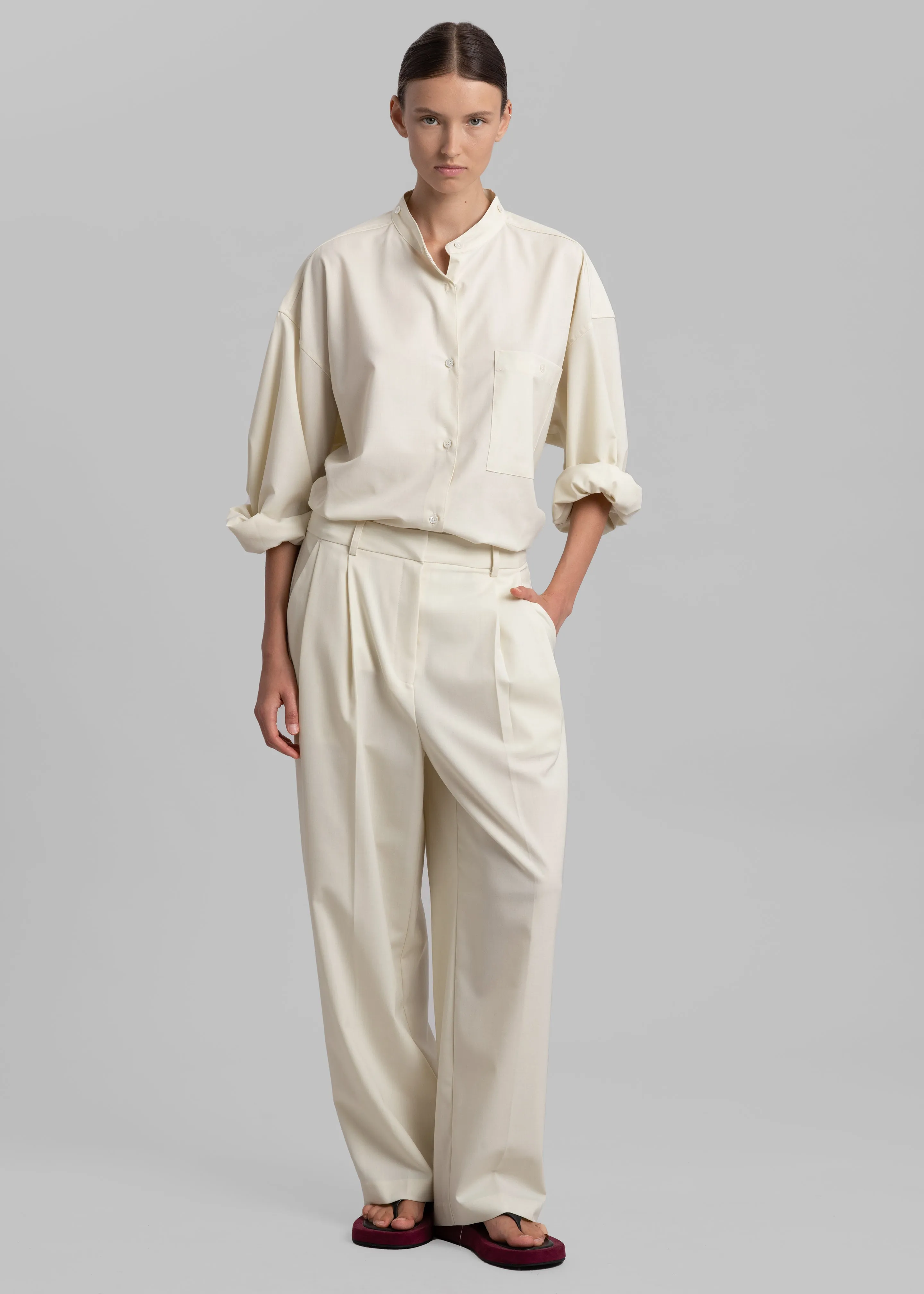 Jour Pleated Pants - Cream sold by Frankie Shop