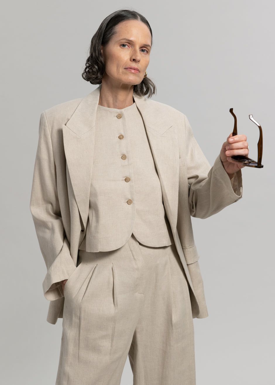 Maria Linen Blazer - Beige sold by Frankie Shop product image thumbnail 4