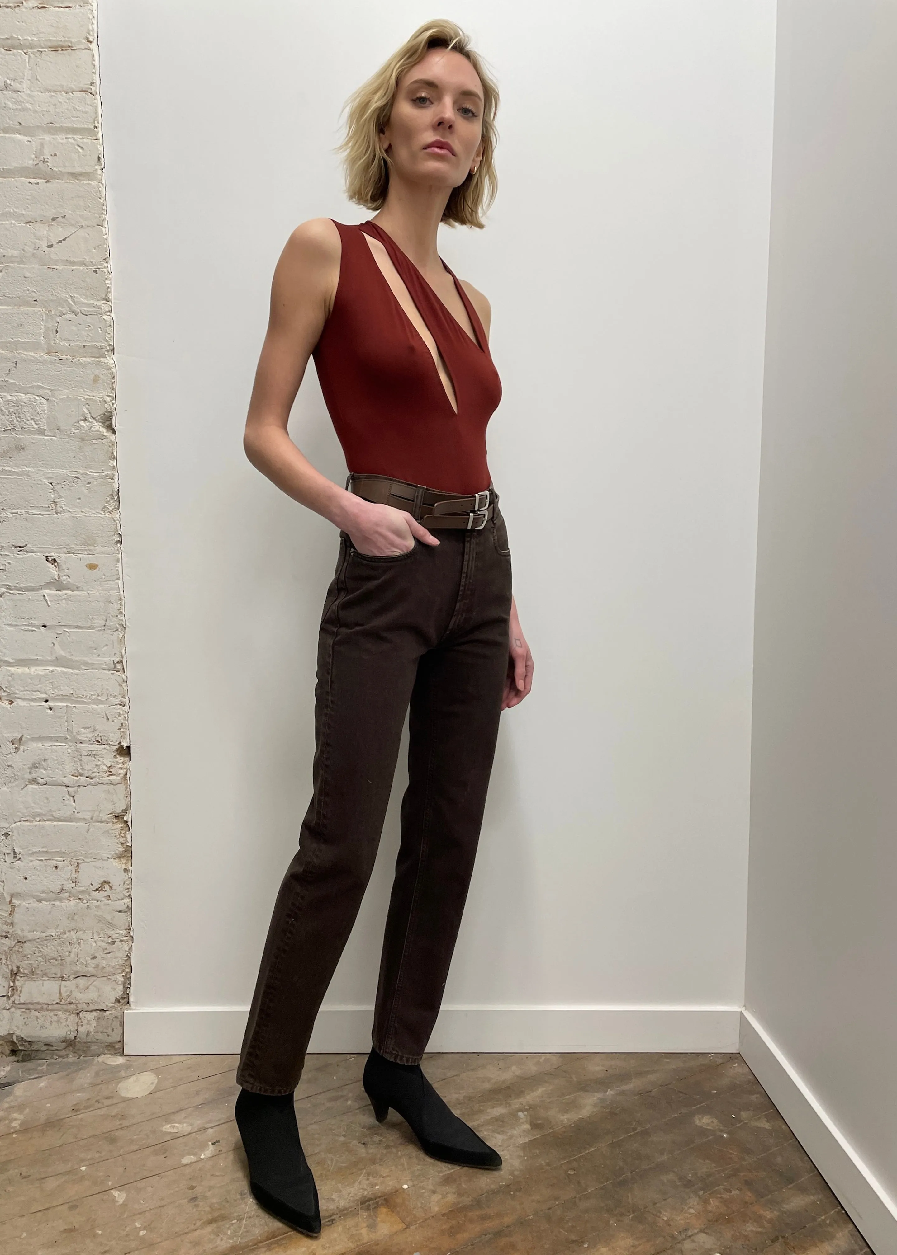 Beaufille Triple Strap Bodysuit - Burgundy sold by Frankie Shop product image thumbnail 2