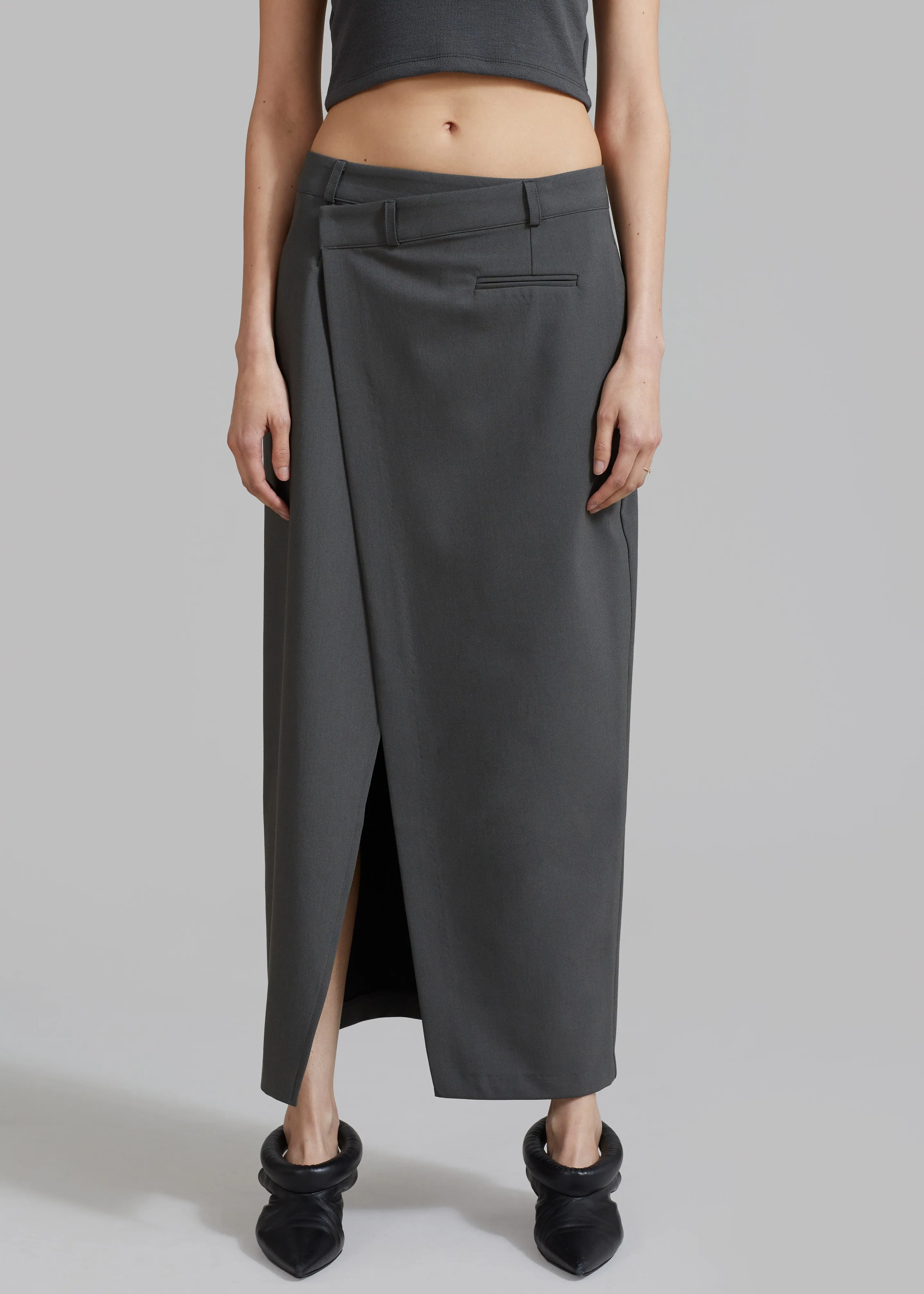 Annabel Asymmetric Midi Skirt - Grey | Parallel